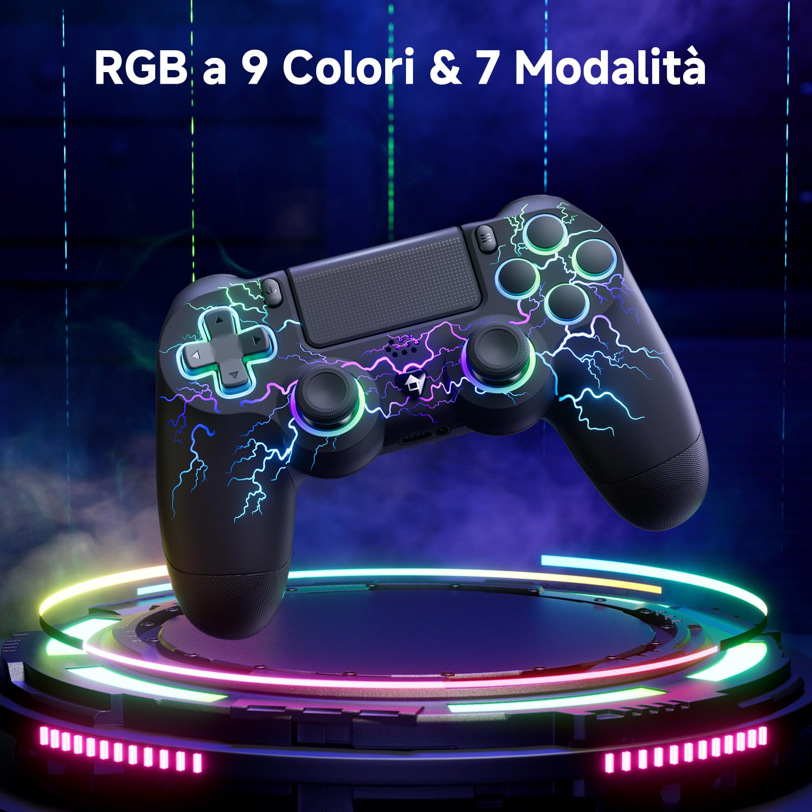 ECHTPower Mando para PS4, Upgrade Mando Bluetooth para PS4/PC, Type-C Puerto, Hall Joystick, Botones Traseros, 1000mAH Batería, Turbo, Vibración, Giroscopio, Diesño Ergonómico Antideslizante — view 6