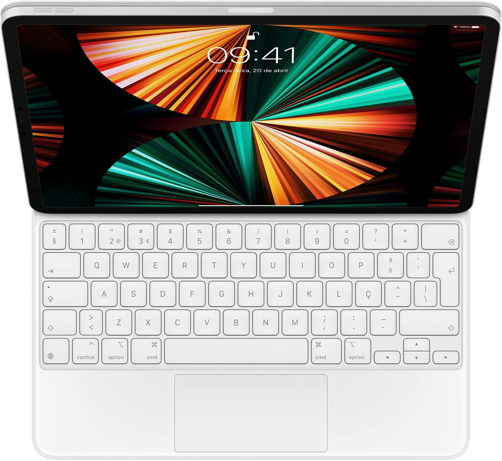 Apple Magic Keyboard: iPad Keyboard and case for iPad Pro 12.9 inch (3rd, 4th, 5th and 6th gen) and iPad Air (M2), Great Typing Experience, Built-in trackpad, Portuguese - White