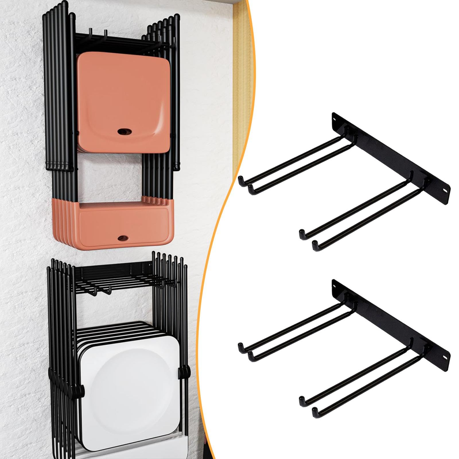 Colcolo 2 soportes plegables para sillas, organizador de herramientas de jardín para montaje en pared, fácil instalación, organizador versátil, colgador para