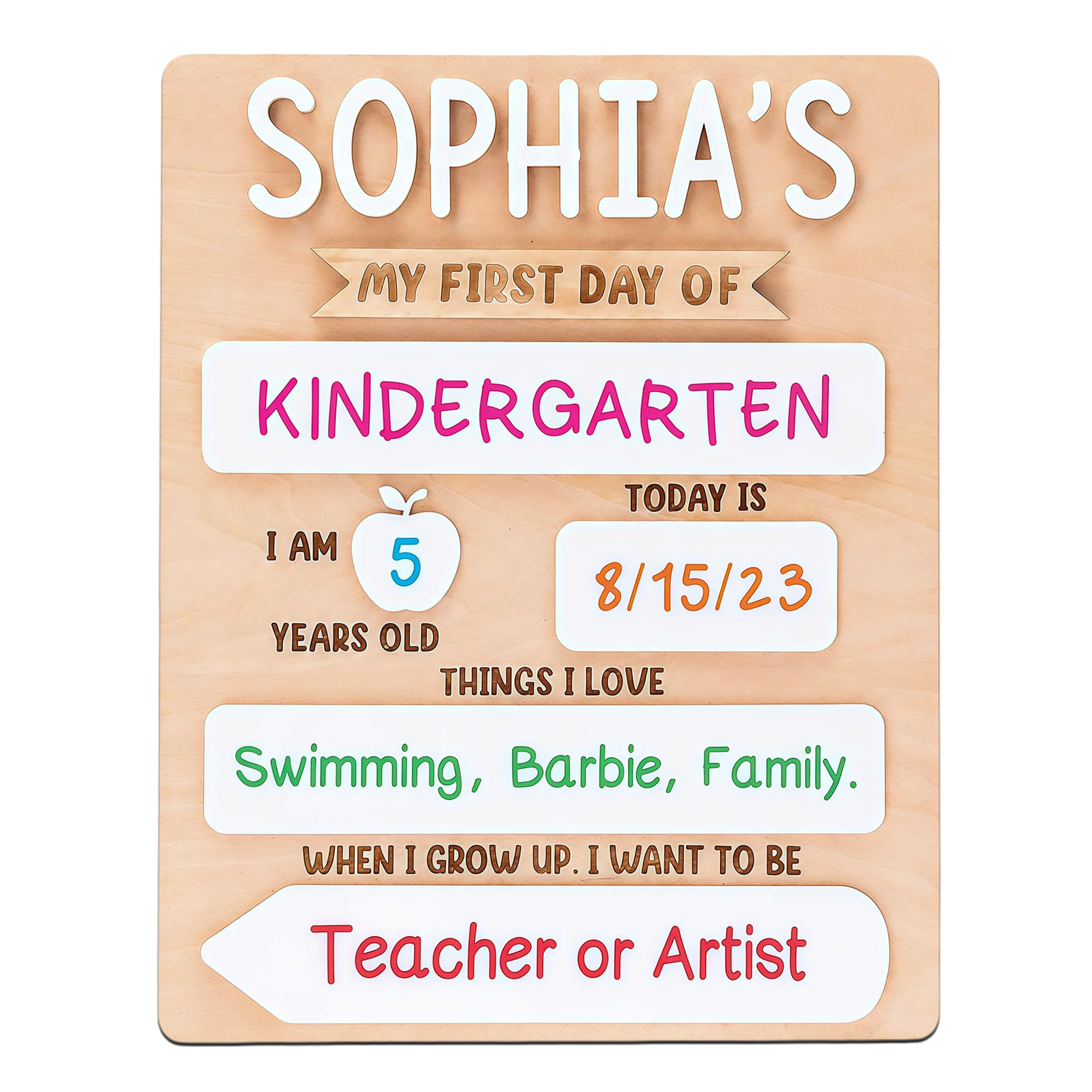 Personalised First Day of School Board with Name, Last Day of School Board, Reusable Back to School Chalkboard 1st for Kindergarten Preschool, Wooden Milestone Keepsake Gifts