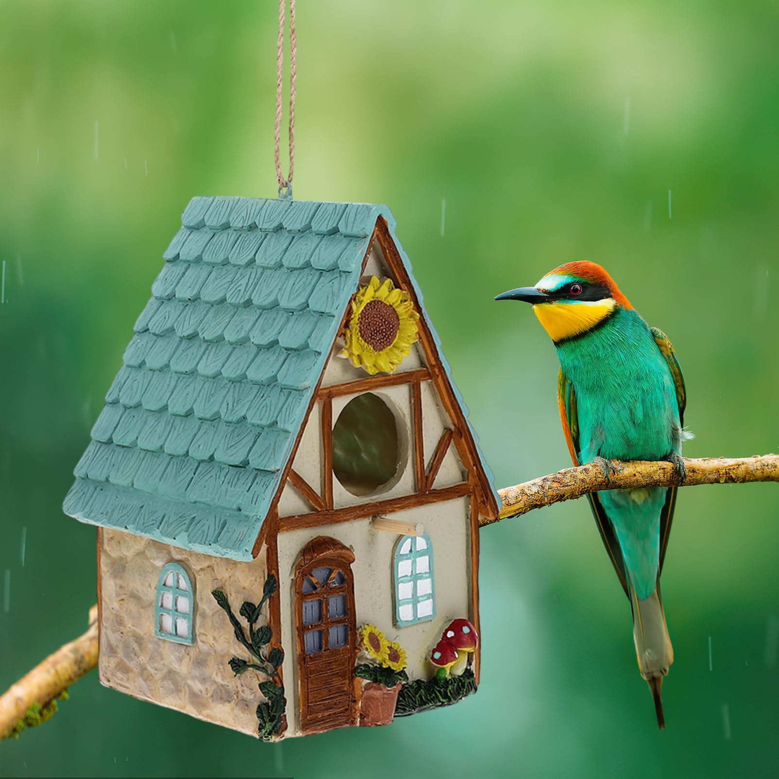 POPETPOP Nido de Pájaro Decorativo de Resina para Jardín Casa para Pájaros Nido para Loros Nido para Cría de Pájaros para Exteriores