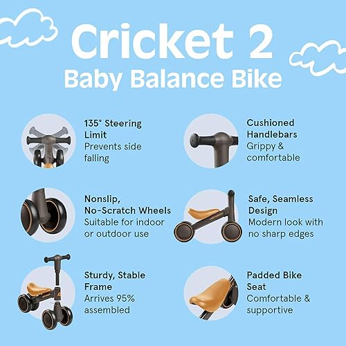 Miniatura 3 de Retrospec Cricket Baby Walker Balance Bike with 4 Wheels for Ages 12-24 Months - Toddler Bicycle Toy for 1 Year Olds - Ride On Toys for Boys & Girls
