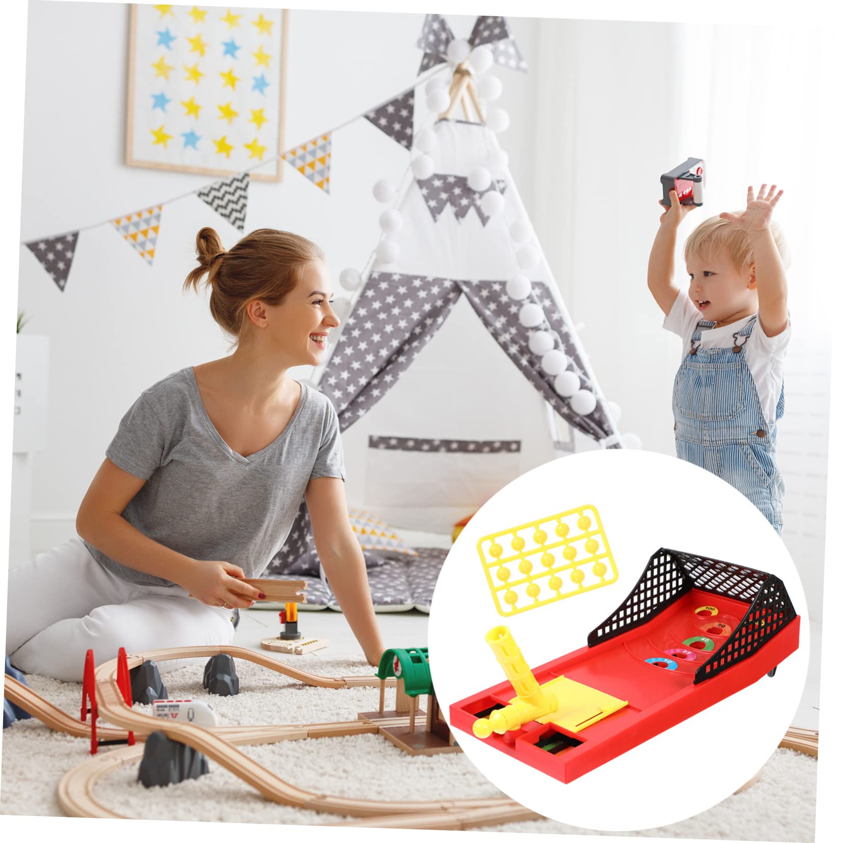 SUPVOX Compact Basketball Machine for Boys and Girls Fun Desktop Game Toy Brightly Painted Boys and Girls Basketball Toys