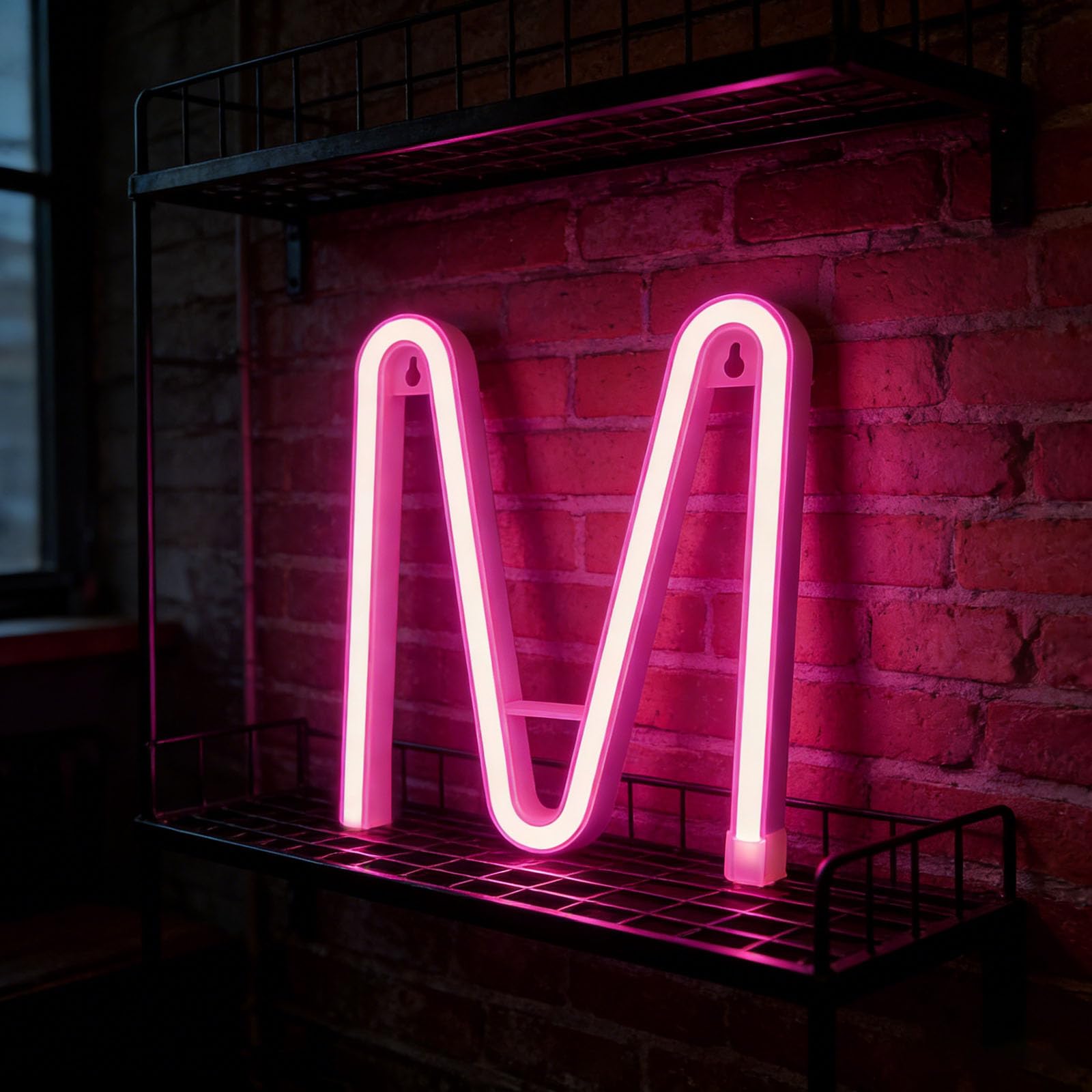 shulovehua Pink Neon Letter Sign - Battery/USB Powered LED Alphabet Neon Art Lights for Wedding, Birthday, Christmas, Home Bar (M) — image 1