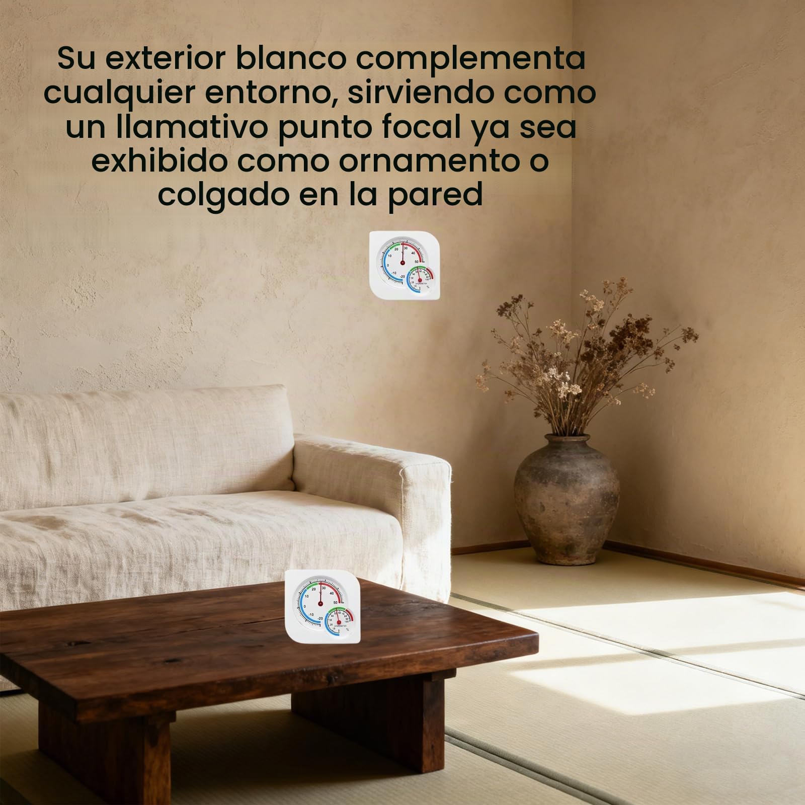 Termómetro Analógico Preciso para Clima Interior con Película Adhesiva Termo Analógico de Humedad para Dormitorio, Termometro Higrometro Analogico para uso en Interiores y Exteriores