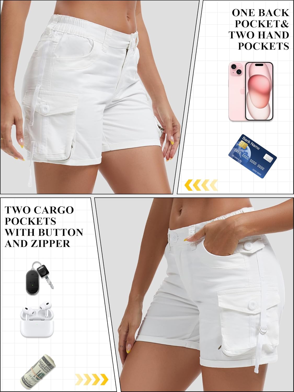 Cargo Shorts for Women High Wasited Stretchy Casual