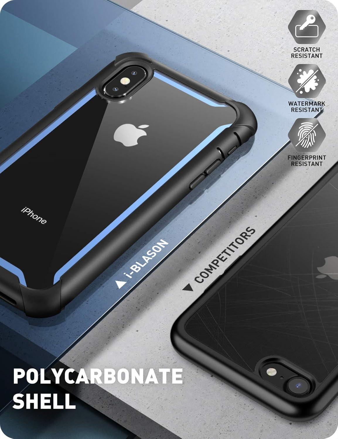 i-Blason Ares Designed for iPhone Xs Case, iPhone X Case, Full-Body Rugged Clear Bumper Case with Built-in Screen Protector for iPhone Xs 5.8 Inch (2018 Release) (Blue)