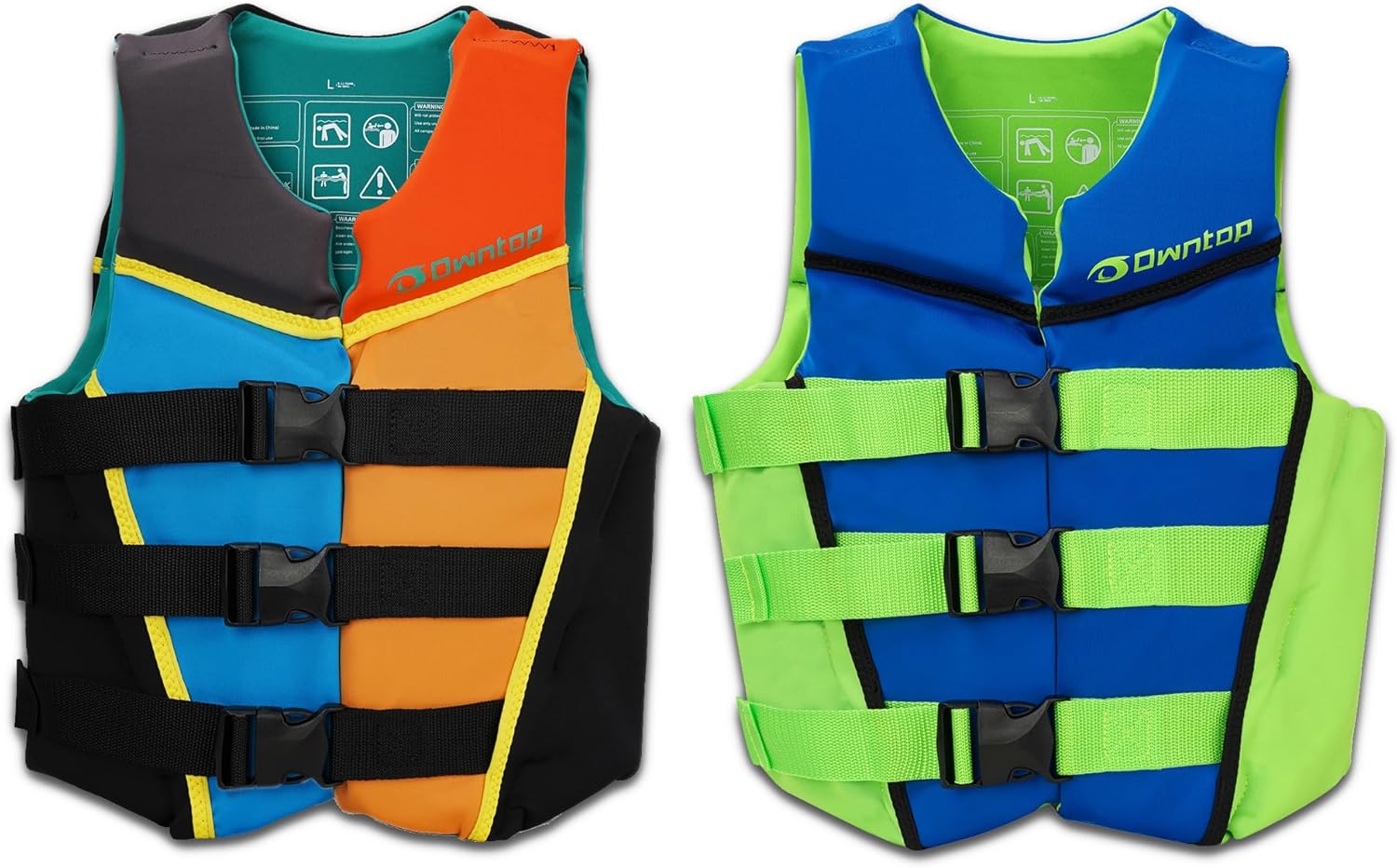 Owntop Swim Vest Youth 75-125 lbs, Neoprene Swim Jacket Kids, Adjustable Straps Buckles, Lightweight, Swimming Training, Boating, Kayak, Water Sports (L, L)