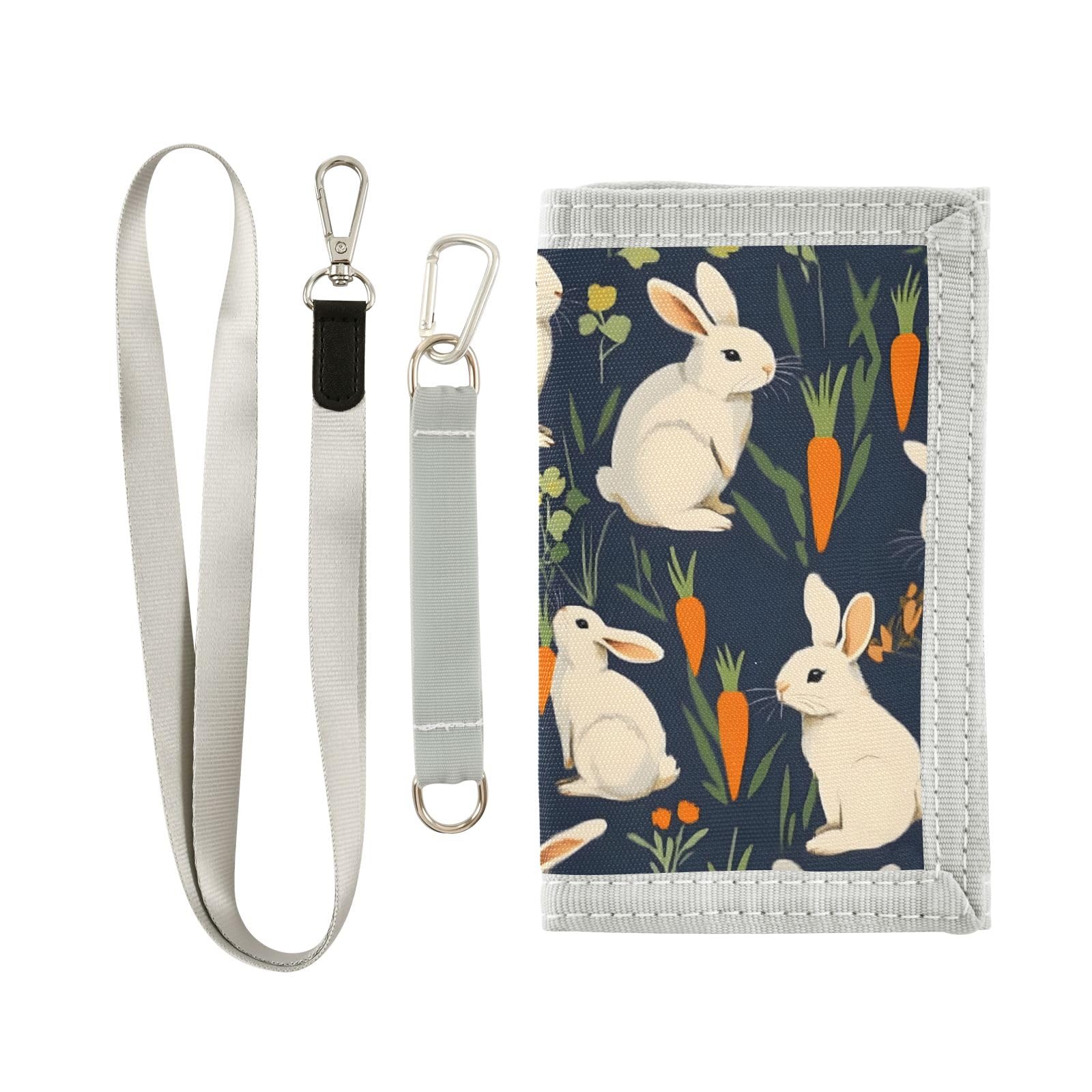 ALAZA Kids Wallets for Boys Girls Toddler Trifold Wallet Children Small Rabbits Carrots with Zipper Coin Pocket