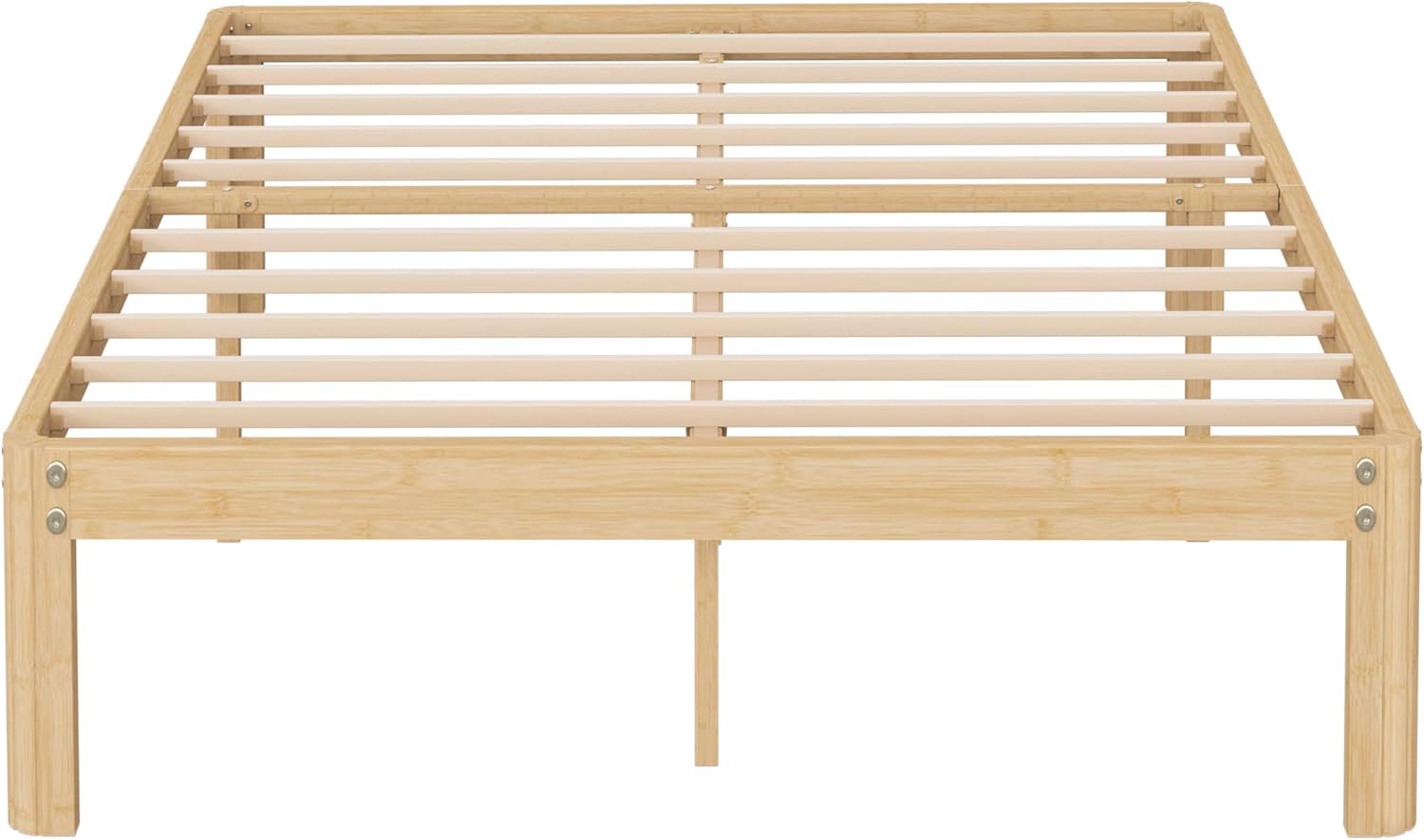 Serenity Series Bamboo Grain Full Size Bed Frame, Thickened and Reinforced Heavy Duty Steel Structure with 4000 LBS Support,14 Inches High No Box Spring Needed, Easy Assembly Bamboo Full