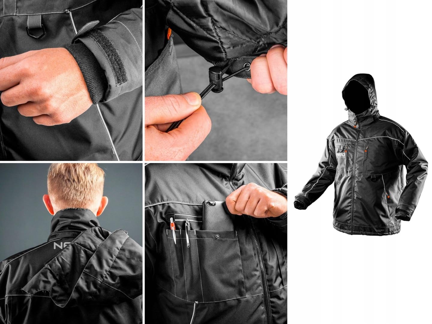 NEO TOOLS Thermo Männer Winter Arbeitshose oder Set mit Winter Arbeitsjacke | Gr. S(48) - 3XL(58), Robuste, Warme, Wasserdichte, Winddichte aus Verstärktem Oxford-Gewebe