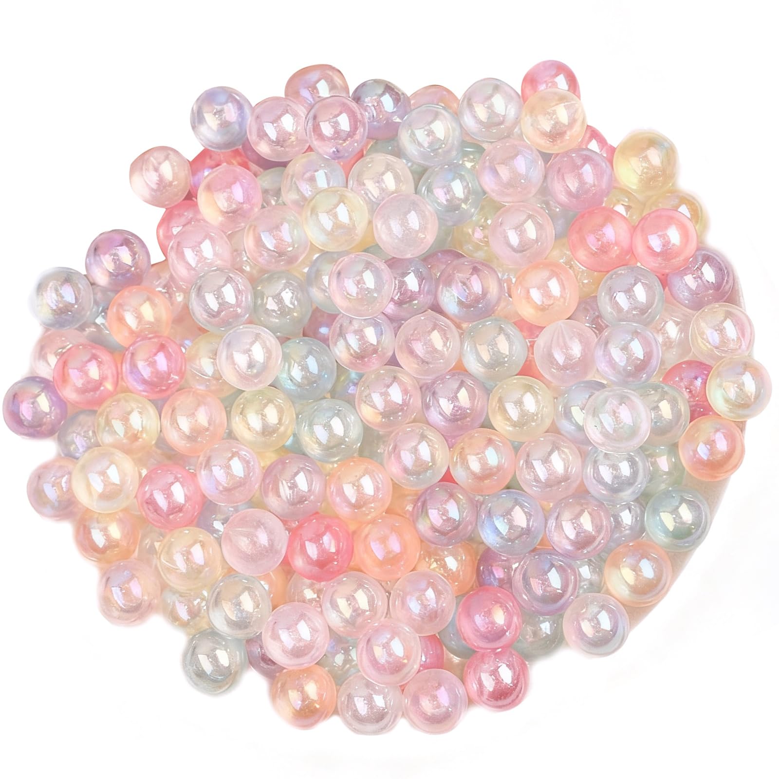 Tsophreniq Round Beads with Coating for Jewelry Making Colorful Craft Without Hole for Bracelets Beading Project for Necklace Bracelets