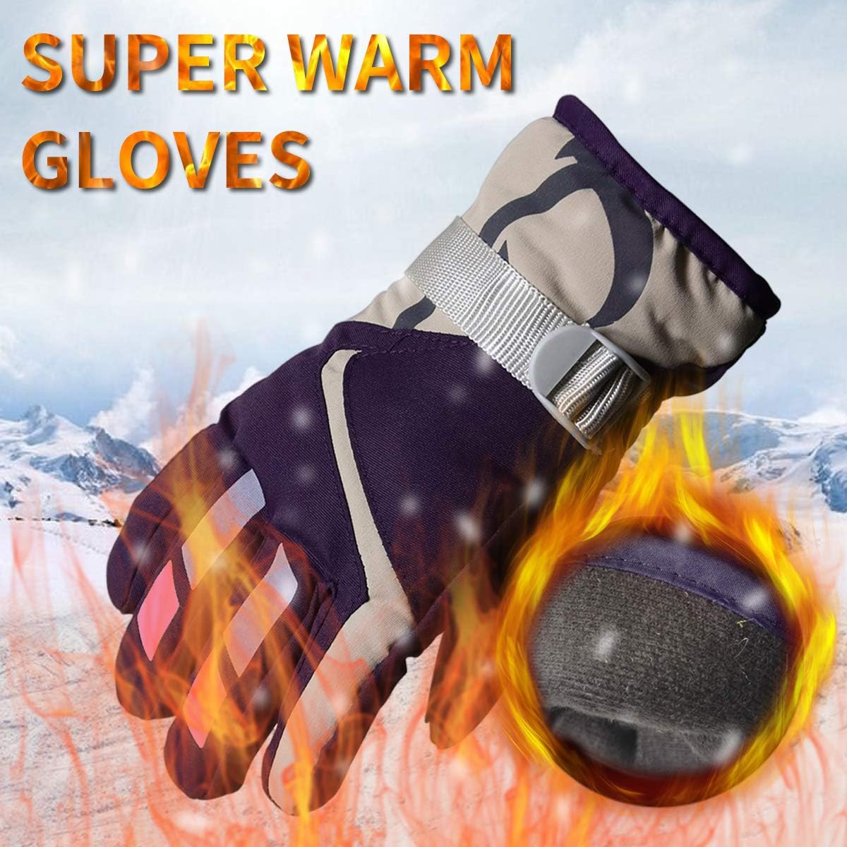 2 Pairs Kids Ski Waterproof Gloves Winter Hand Protection Gloves Fleece Lined: Clothing, Shoes & Jewelry
