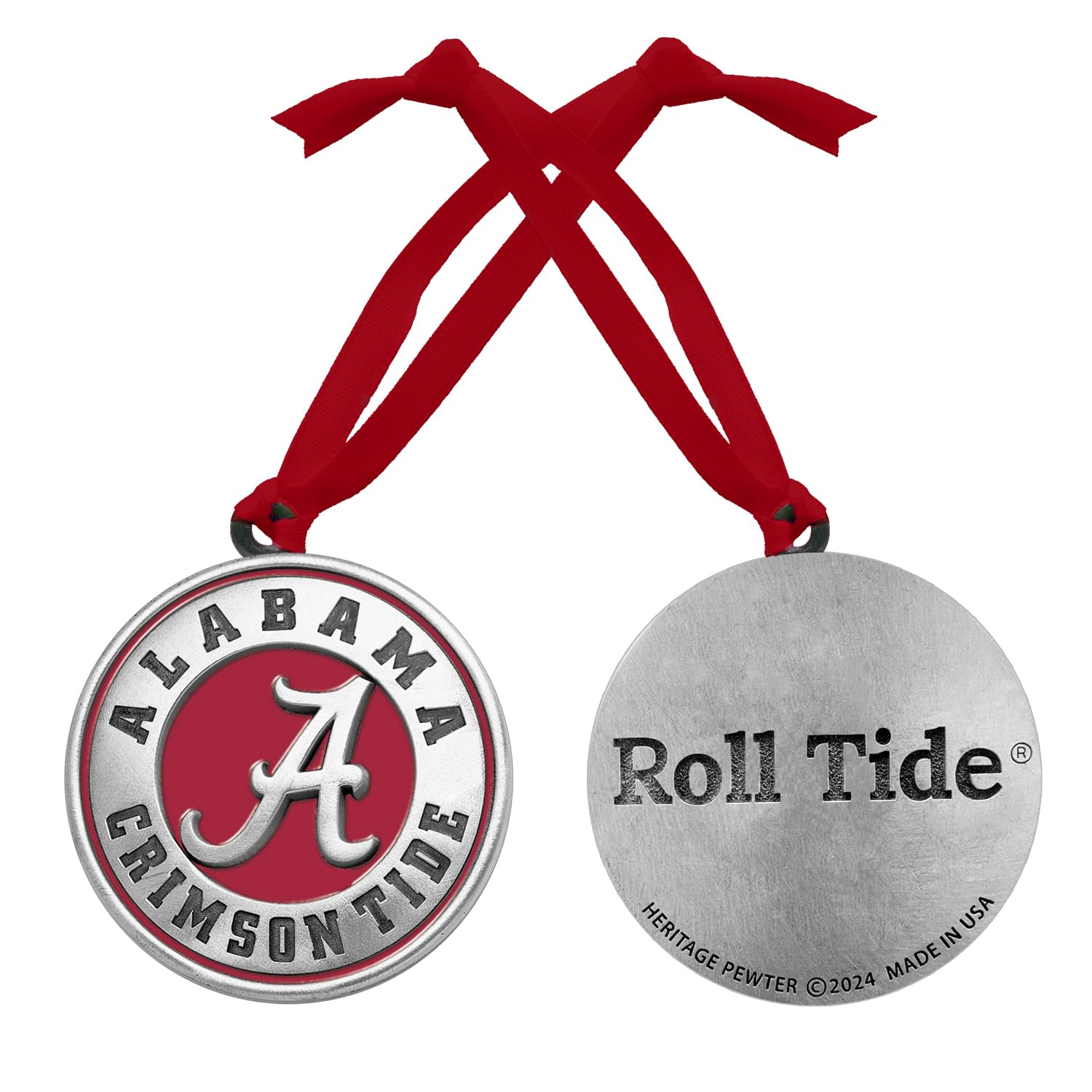 Alabama Ornament Non-Dated | Hand-Sculpted Christmas Tree Ornament | Intricately Crafted Metal Pewter Alma Mater Inlay