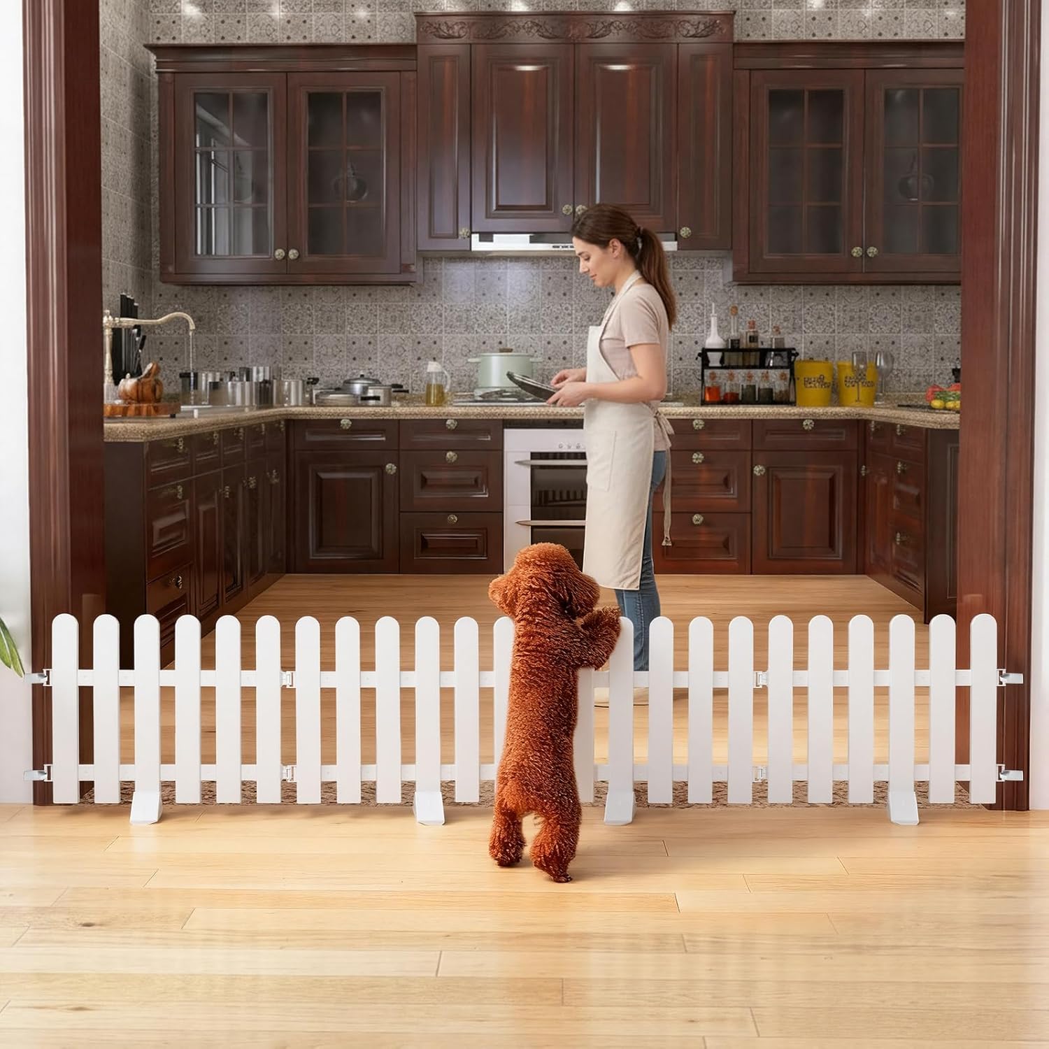Short Dog Gate 19.7 x 78.7 Inch Adjustable Puppy Gate Indoor Folding Pet Door Small Dog Fence Freestanding Pet Barrier for Doorways Stairs Hallways