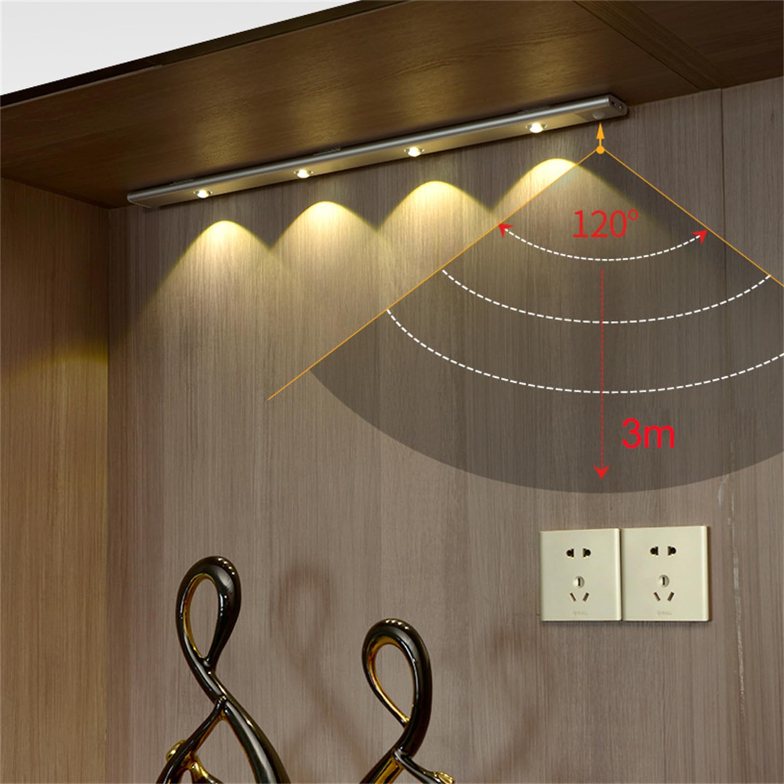 Luce Armadio LED con Telecomando Armadio Led con Sensore di Movimento Sottopensile Dimmerabile Lampada Cucina Scale Soggiorno Bagno Camere da Letto 3 Temperature di Colori (120cm)