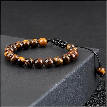 Bracelet Ajustable En Pierre De Lave Naturelle – Perles Noires, Corde Réglable 17-25cm