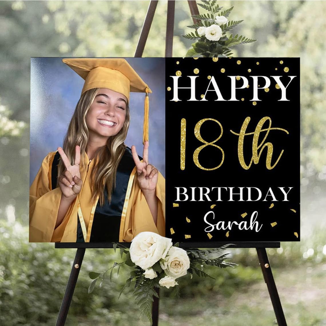 Personalized Birthday Yard Sign with Photo, Gifts for Her Him Girl Boy Mom Dad Family Friend Bestfriend Couple Love Party Birth Celebration Decoration Outdoor Garden Home, Signs Customized