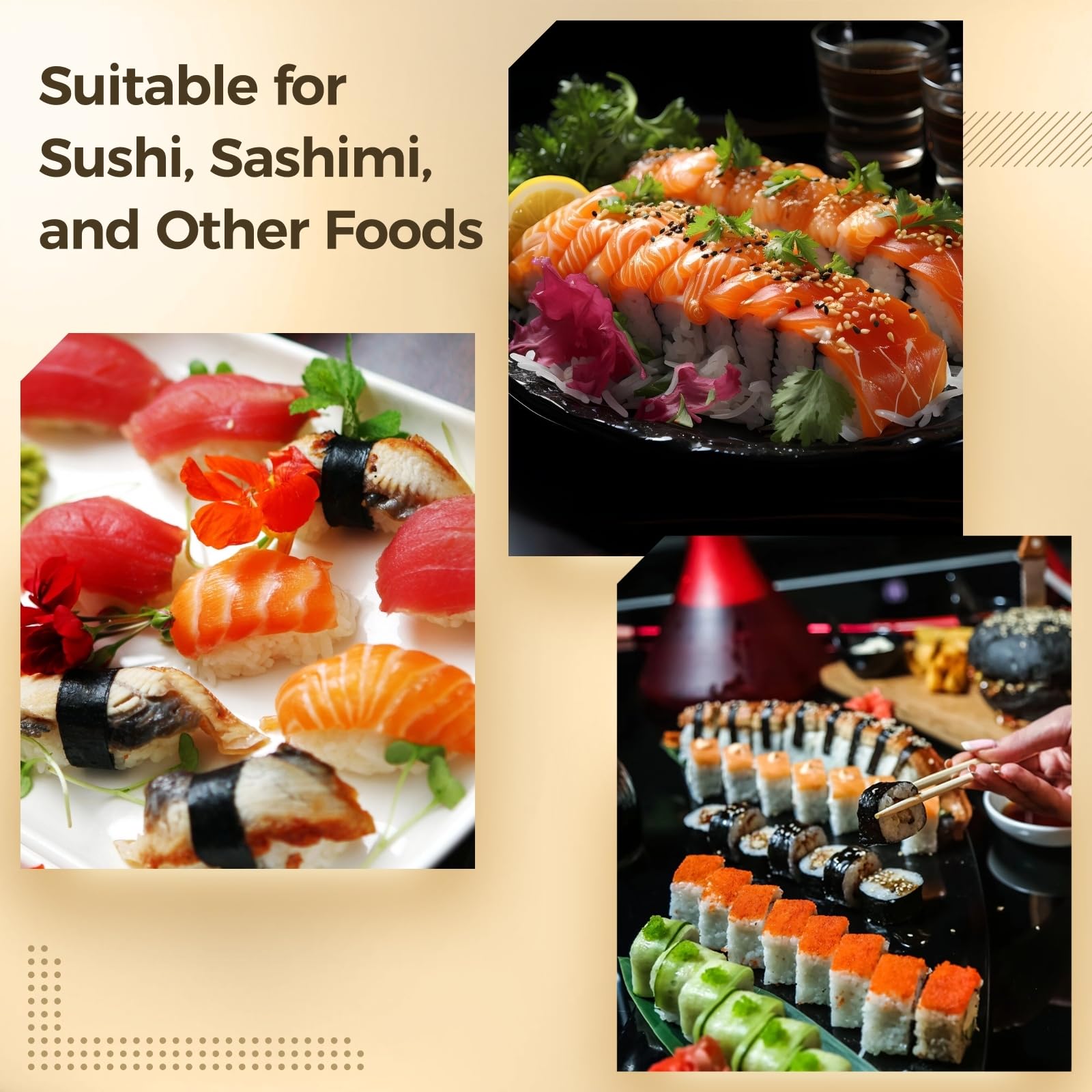 Kit per la cena per sushi, supporto per bacchette, set di 16 piatti per sushi, quattro paia di bacchette, per quattro persone, quattro ciotole per salsa di soia, 4 piatti per sushi in stile