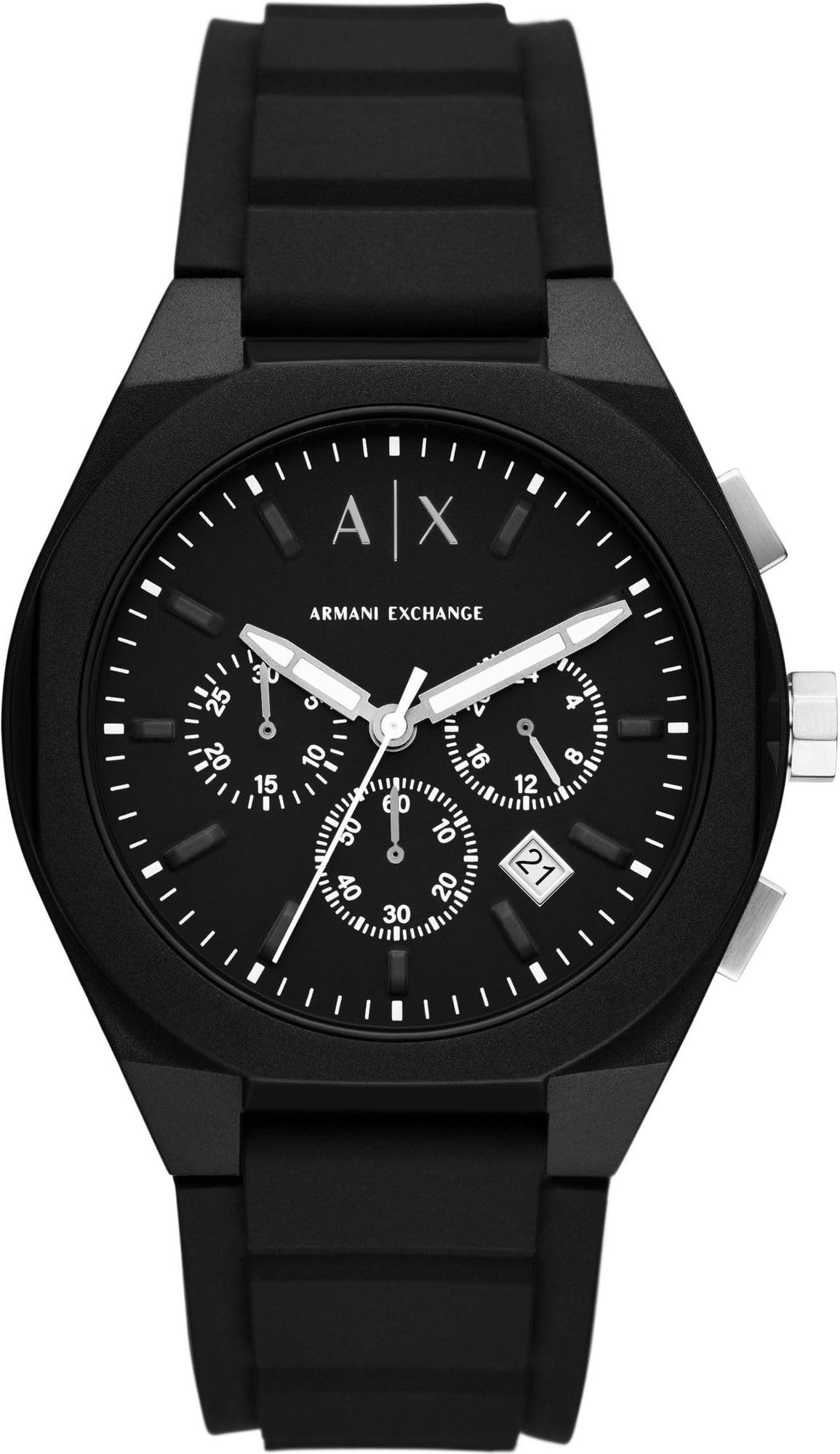 Armani Exchange Montre pour hommes, mouvement chronographe à quartz et boîtier de 44mm avec bracelet en silicone