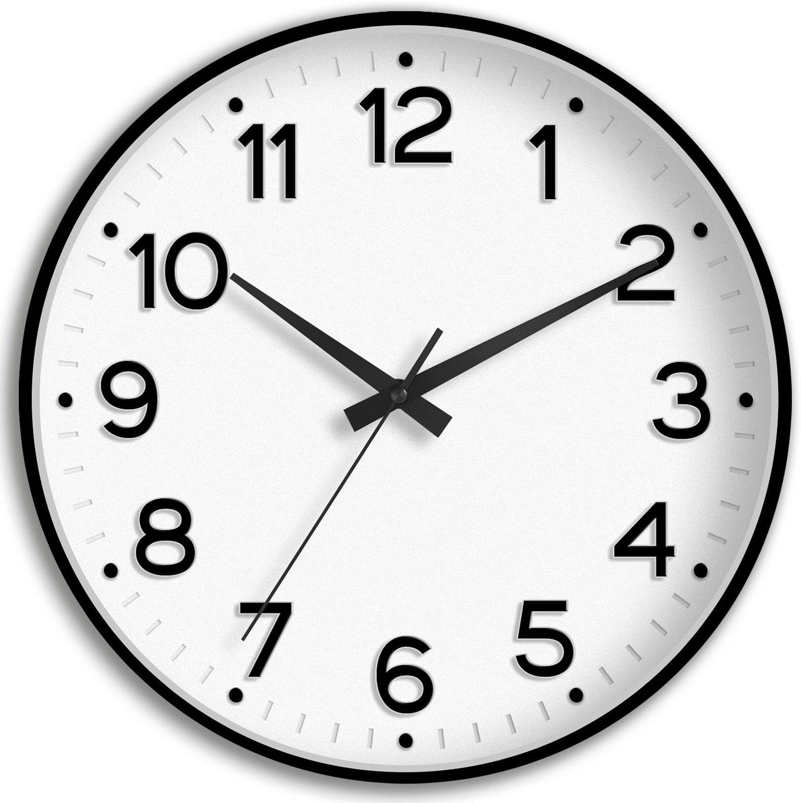 Roymnie Wall Clock 12 Inch Silent Wall Clocks Battery Operated-Modern Non Ticking Analog Clock Decorative for Kitchen Bedroom Office (Black)