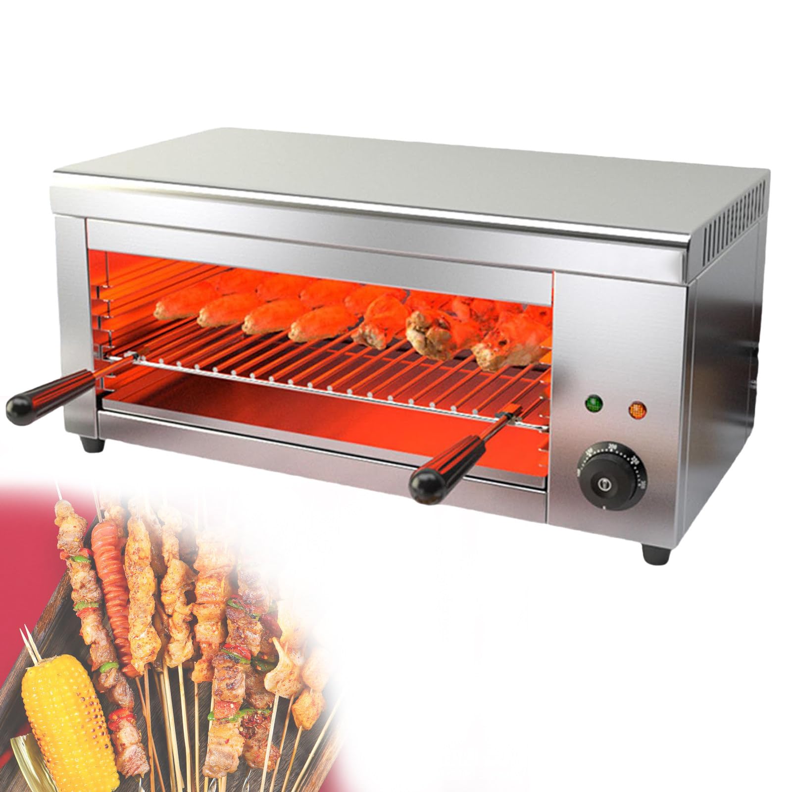 Piekarnik blatowy, grill, 2000 W, 4 regulowane wysokości, timer, piekarnik ze stali nierdzewnej do topienia sera, tostów, grillowania steków - 50-300°C