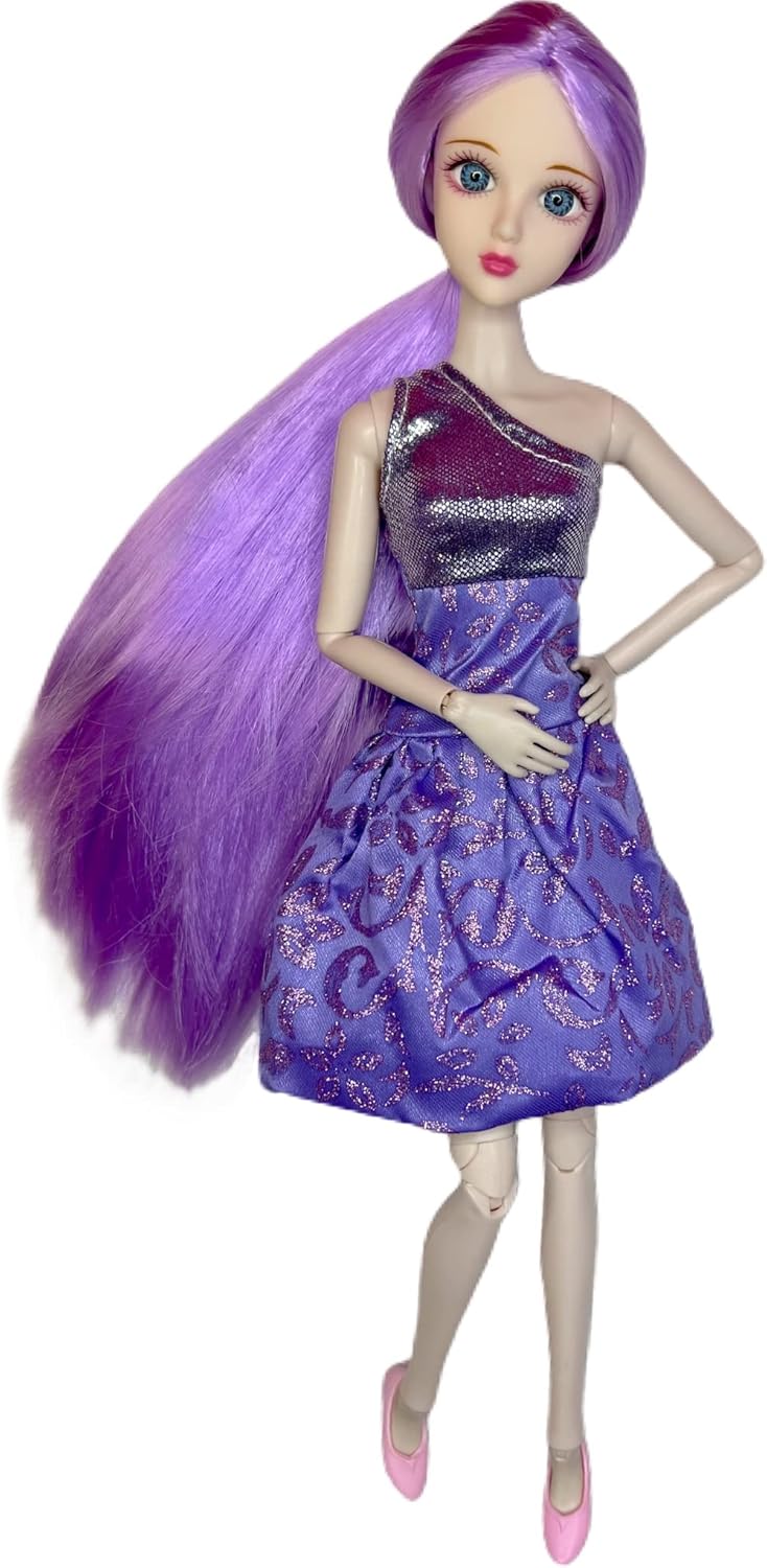 Eledoll Lilly Purple Hair Doll 12” Posable Fashion Doll Toys & Games
