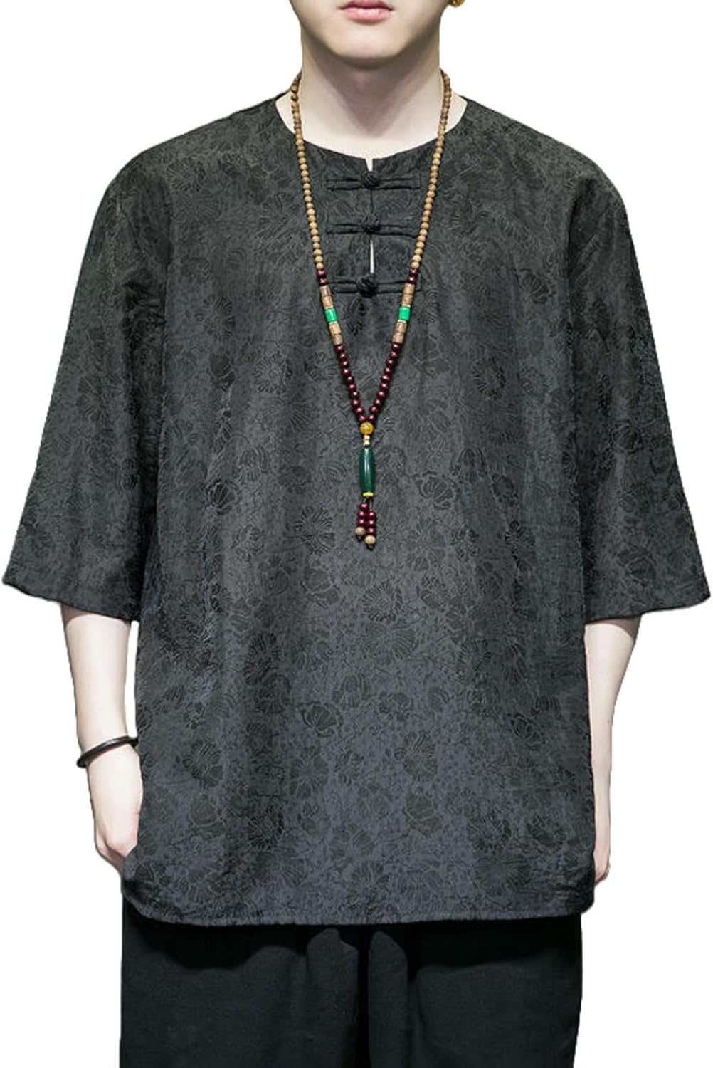 Men's Summer Chinese Style Trendy Retro Jacquard Short Sleeve Tang Suit Hanfu Shirt