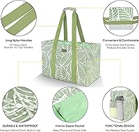 Vista 6 de BALEINE Suave bolsa de 9 galones extra grande, bolsa de almacenamiento plegable reutilizable (follaje antiguo)