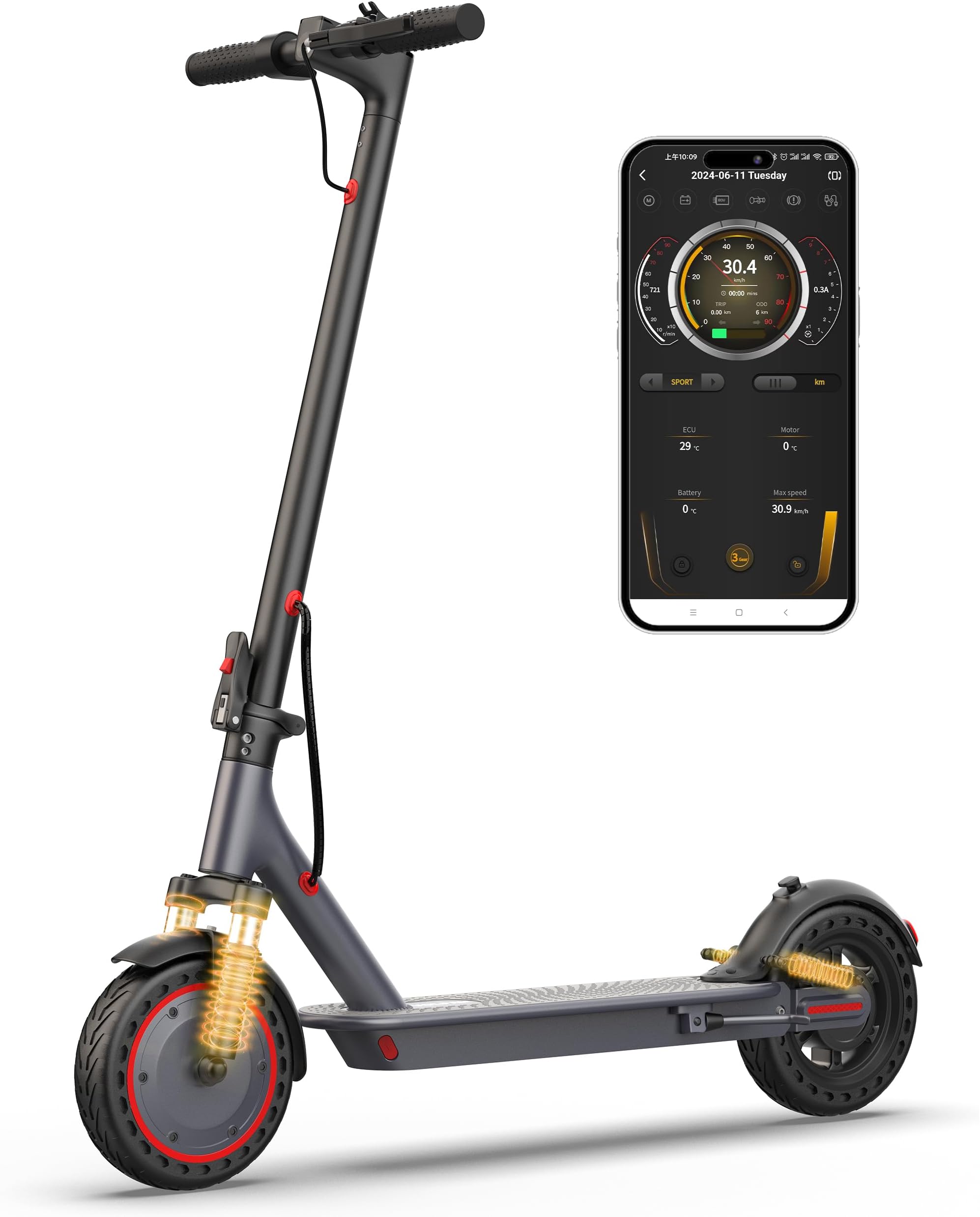 VOLPAM Electric Scooter with 8.5"/10" Solid Tire, 350W/500W Powerful Motor & 19/22 MPH Top Speed, 16-28 Miles Long Range, Folding E Scooter Choice
