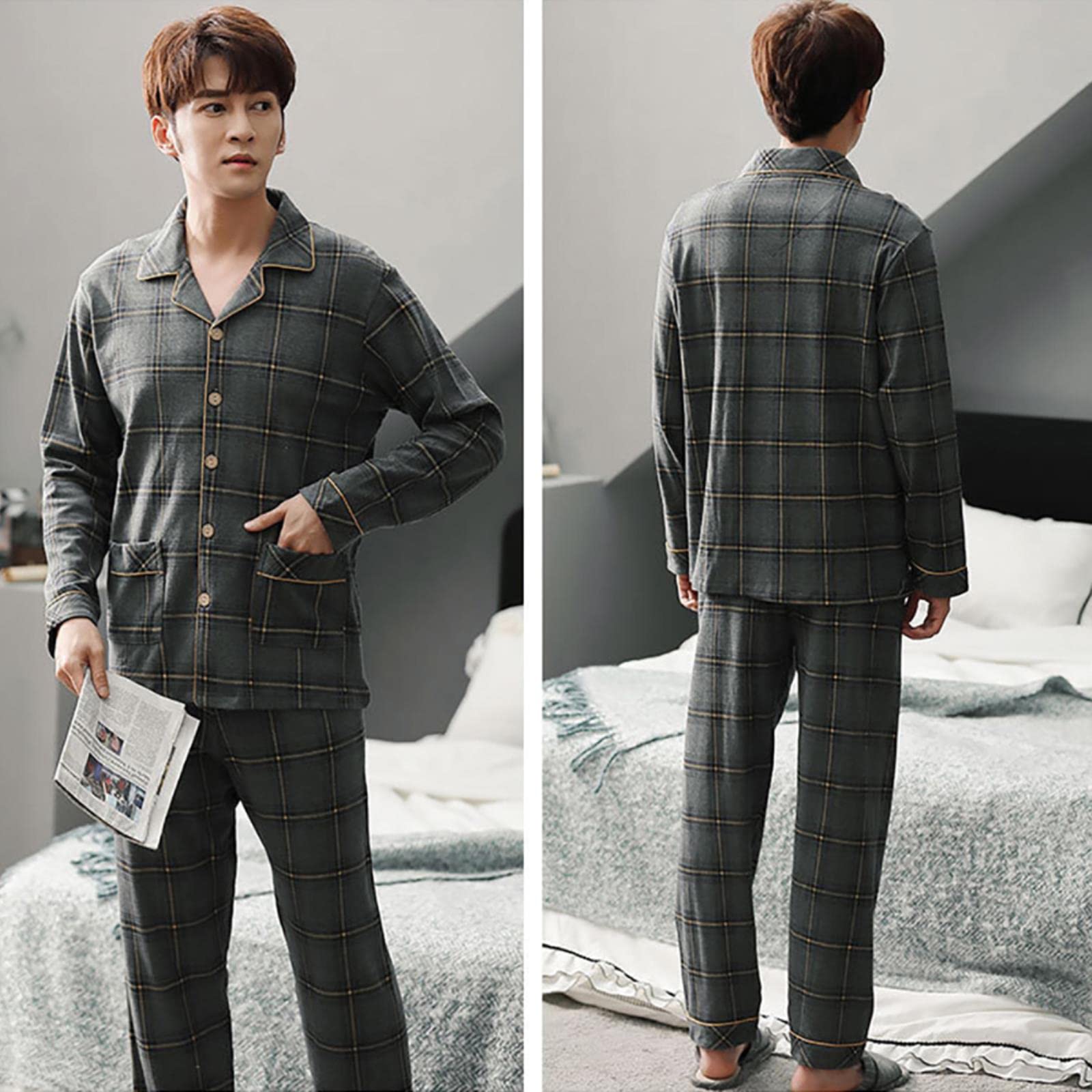 Set di Pigiama in Cotone Maschio Autunno Inverno 4XL per Abbigliamento da Sonno più Dimensioni per la Moda per Pigiama da Pigiama Set di Pigiami da Pigiama