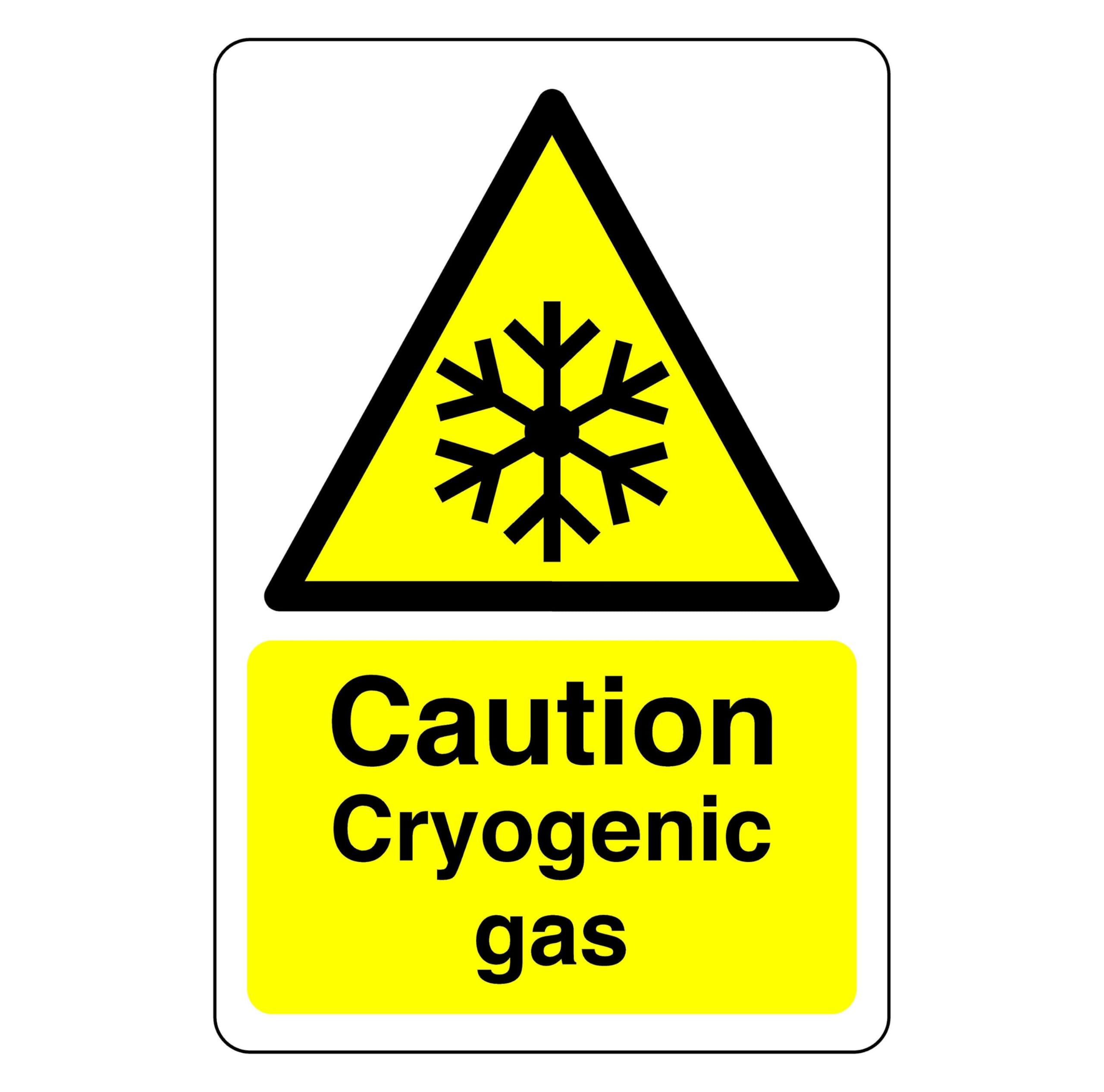 Safety First Display LTD Caution cryogenic gas sign - High tack self-adhesive sticker (200mm x 150mm) Viewing Distance within 5m.