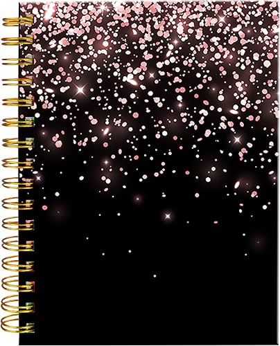 Vista 22 de iampanda Cuaderno con espiral, encuadernación fuerte de doble alambre con papel de primera calidad para niñas y mujeres, diseño de purpurina dorada