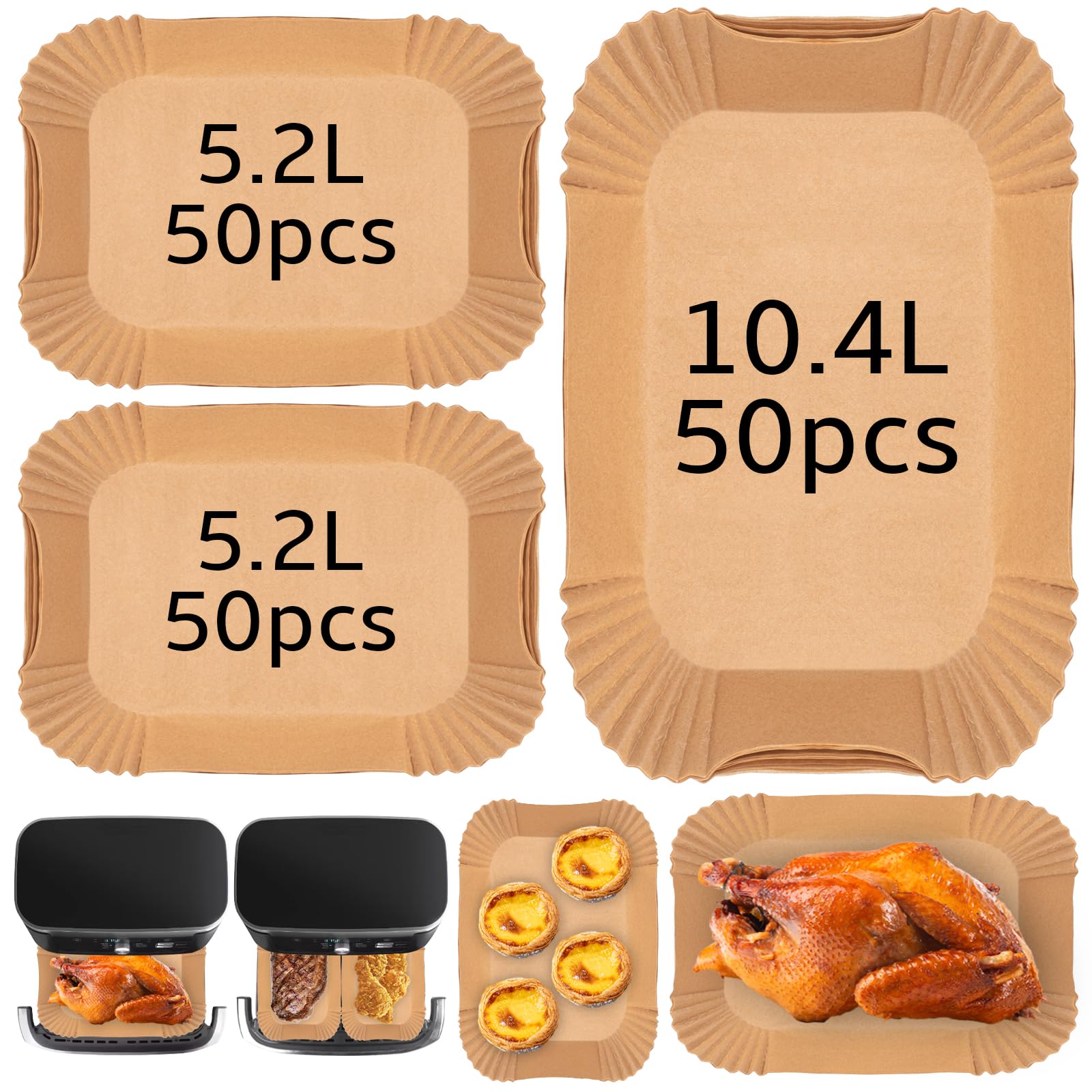 150 piezas de papel de cocina fryer para Ninja Foodi Flex Air Fryer 10.4 L, accesorios AF500eu AF500eucp