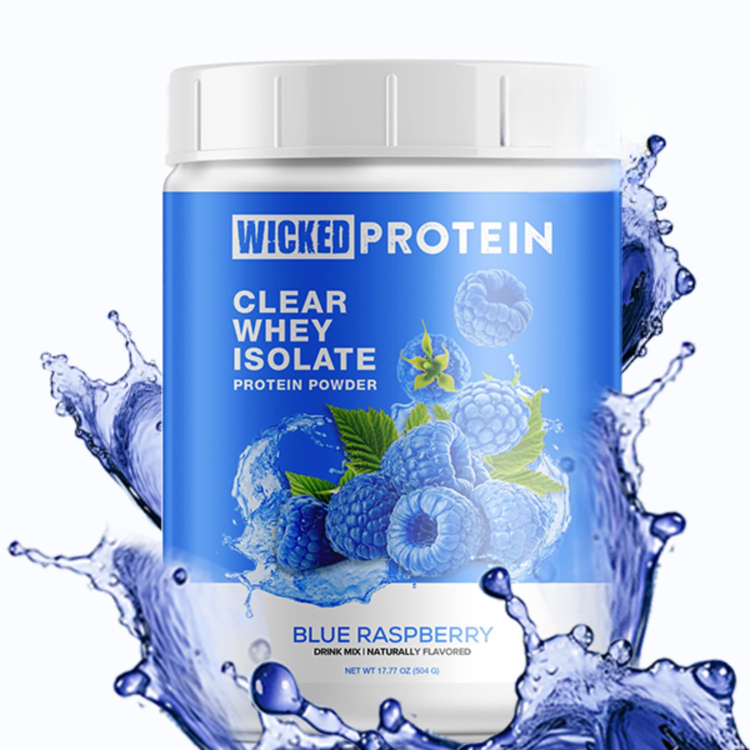 WICKED Protein Whey Isolado Transparente Blue Raspberry 23 g de proteína 504 g