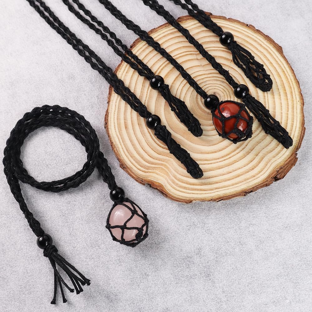 24Pcs Adjustable Crystal Necklace Crystal Stone Necklace Pendant Necklace Cord Hand Woven Necklace Ropes for Jewelry Making - Image 4