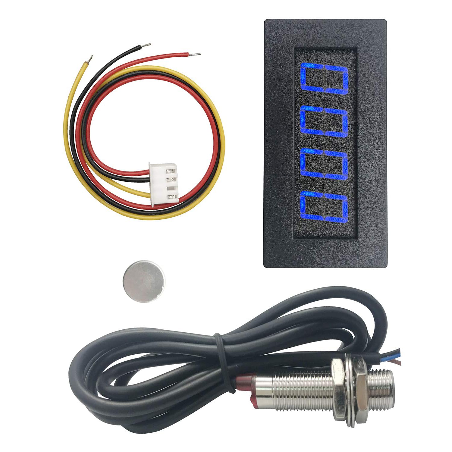 Auttoop 4 Digital LED Tachometer RPM Speed Meter+Hall Proximity Switch Sensor NPN Blue 0.56" LED Tachometers-image-27