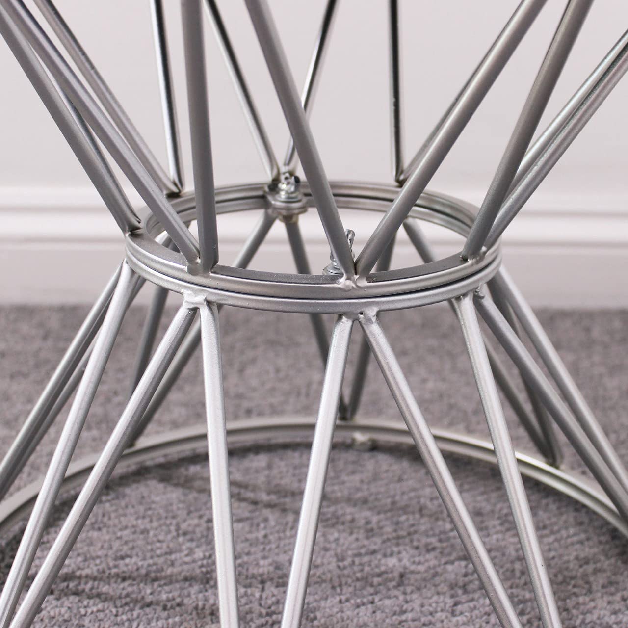 Ukhomeaccessories Velvet Dressing Table Stool Silver Grey Luxury