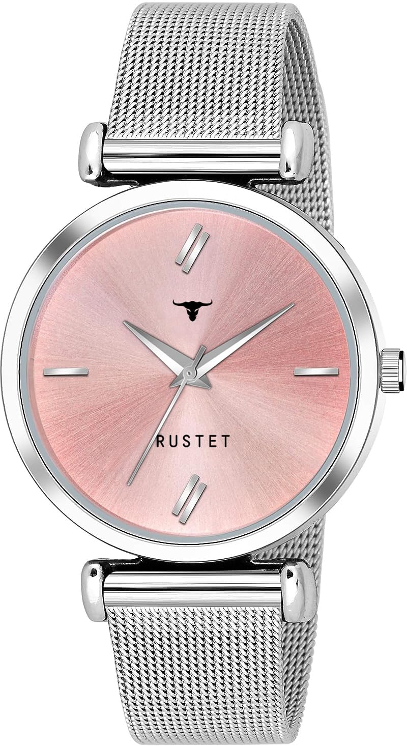 RUSTET LD-L11-PINK-CH Silver Colored Strap Black Women s Watch (B0CSYX8WQX) Amazon Price History, Amazon Price Tracker