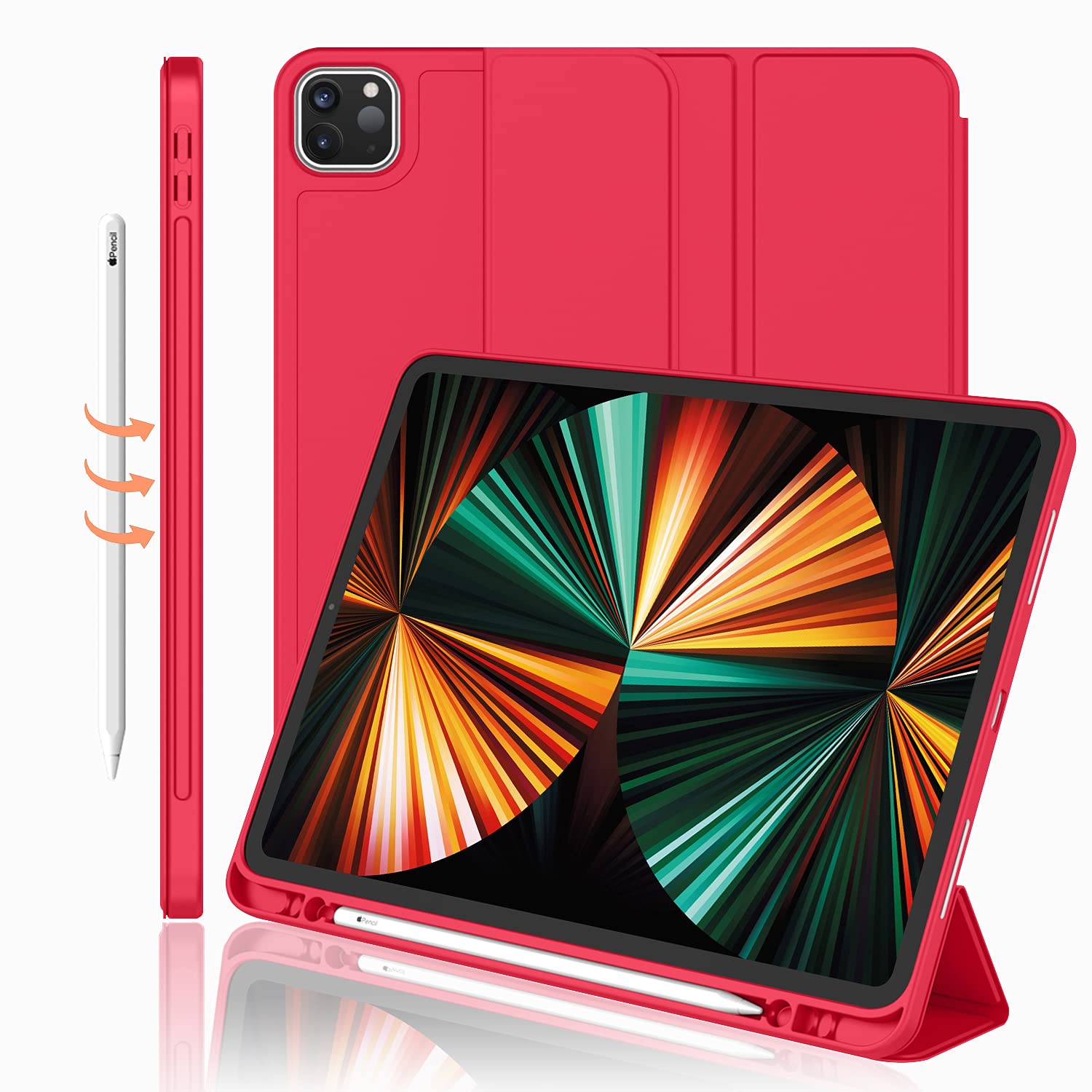 iMieet iPad Pro 12.9 Inch Case 2022/2021/2020/2018 (6th/5th/4th/3rd Gen) with Pencil Holder [Support iPad 2nd Pencil Charging],Trifold Stand Smart Case with Soft TPU Back,Auto Wake/Sleep(Matcha Green) — Amazon image 18