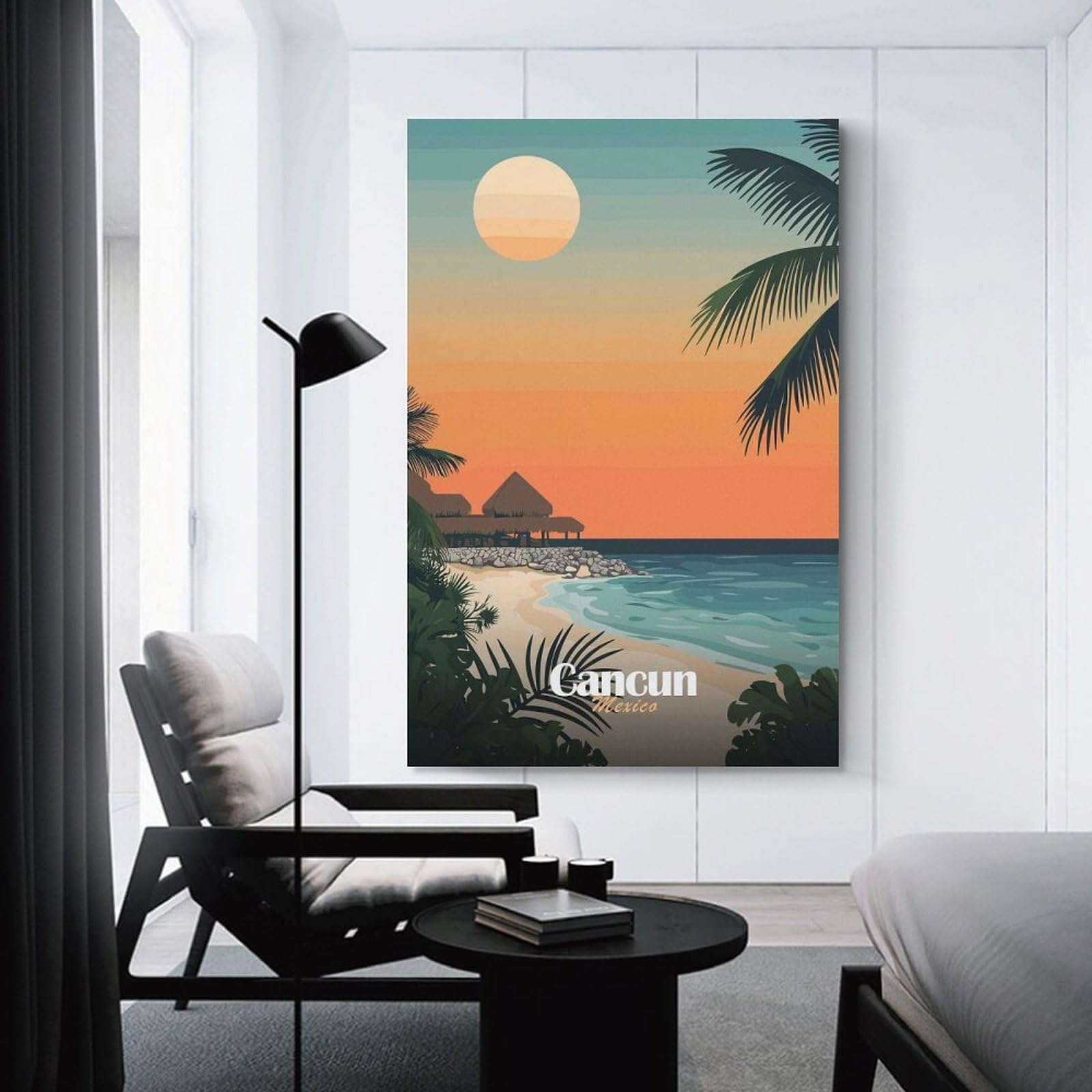 Junmoney Unframe-Style-10 Cancun Sunset Beach Home Decor Wall Art, 16X24inch(40X60cm), For Wall Displays, Bedrooms Or Room Updates, Ideal For Building A Coordinated Art Wall