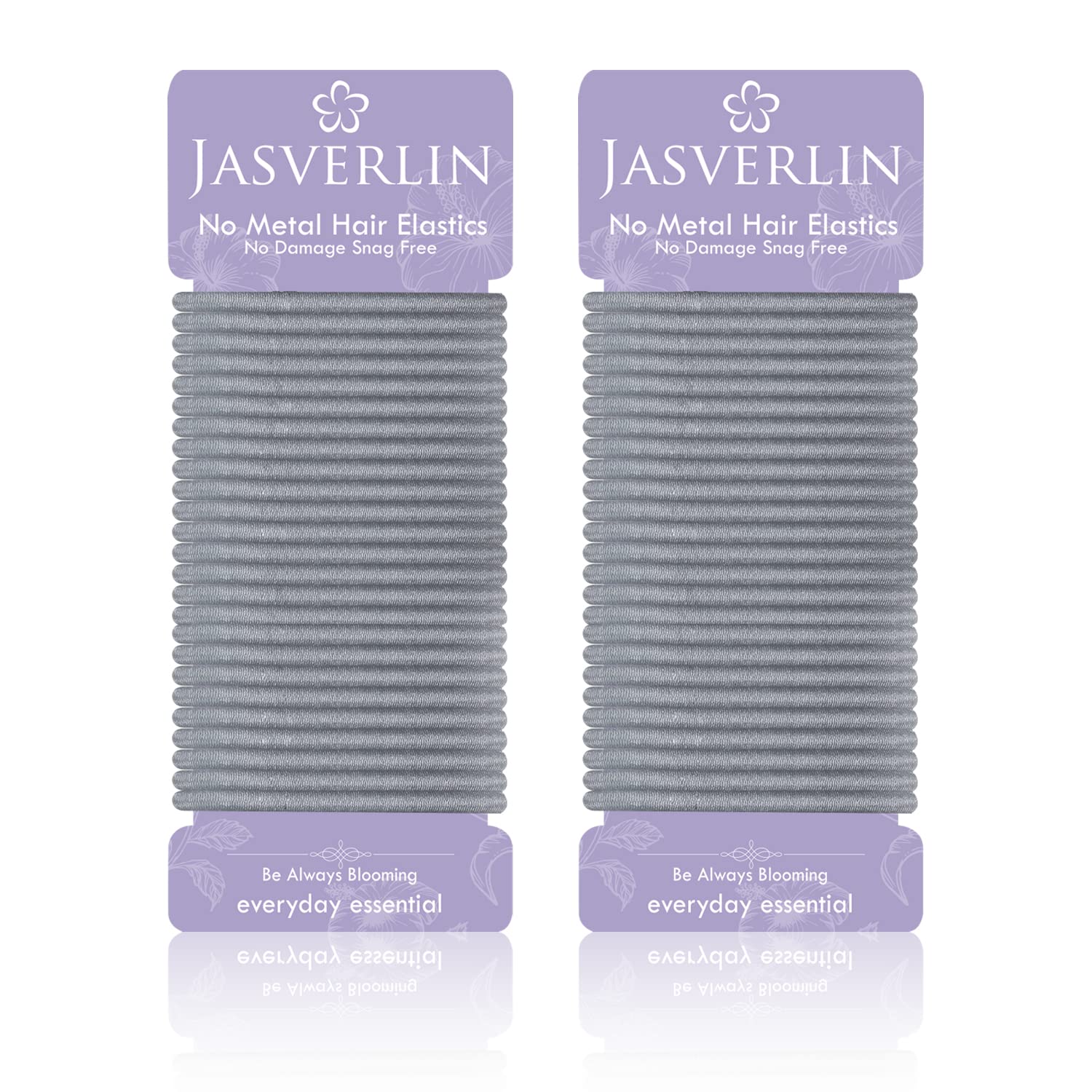 JASVERLIN Gray Hair Elastics Ties, No Metal Ponytail Holders for Women Girls Men Guys Thick Curly Hair Styling Accessories No Pull Damage Crease