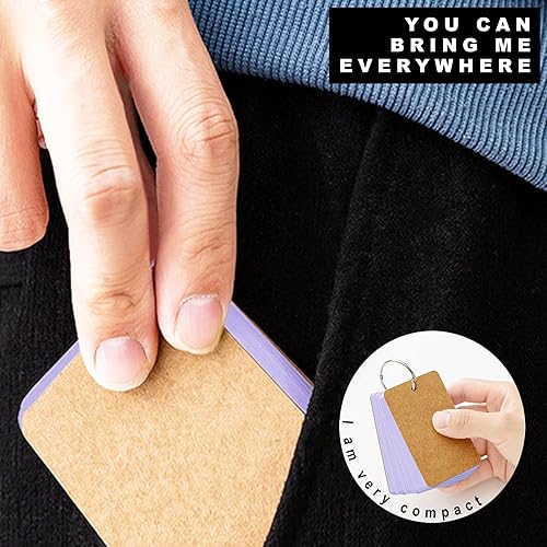 Miniatura 4 de AVA - Tarjetas de índice de colores en blanco con anillos de encuadernación, tarjetas fáciles de volver, materiales de estudio y revisión (morado)