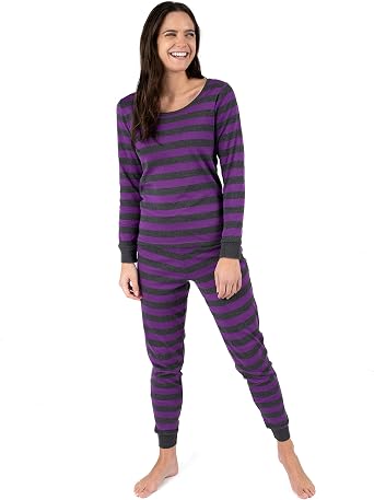 Leveret Womens Pajamas Fitted Striped 2 Piece Pjs Set 100% Cotton Sleep Pants Sleepwear XSmall-XLarge Plus Sizes