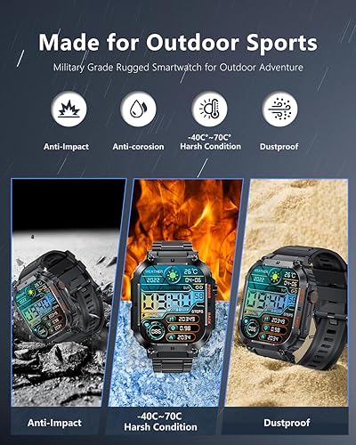 Miniatura 2 de Relojes inteligentes militares para hombres, carcasa de metal completo, reloj táctico resistente al aire libre, 104 modos deportivos iOS Android,