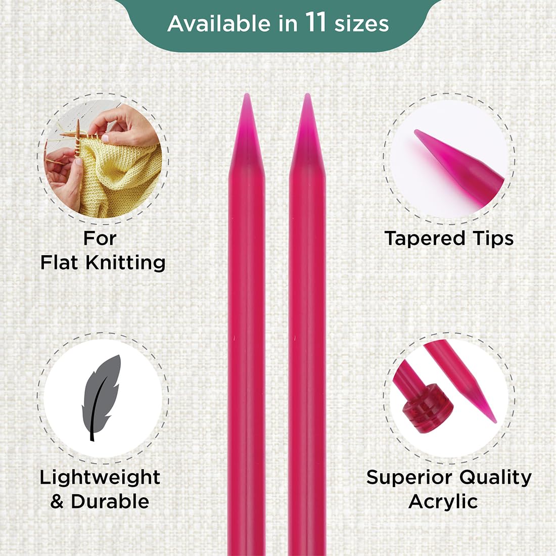 KnitPro Trendz Single Pointed Needles 12" (30cm), Purple, 8.00mm - Image 3
