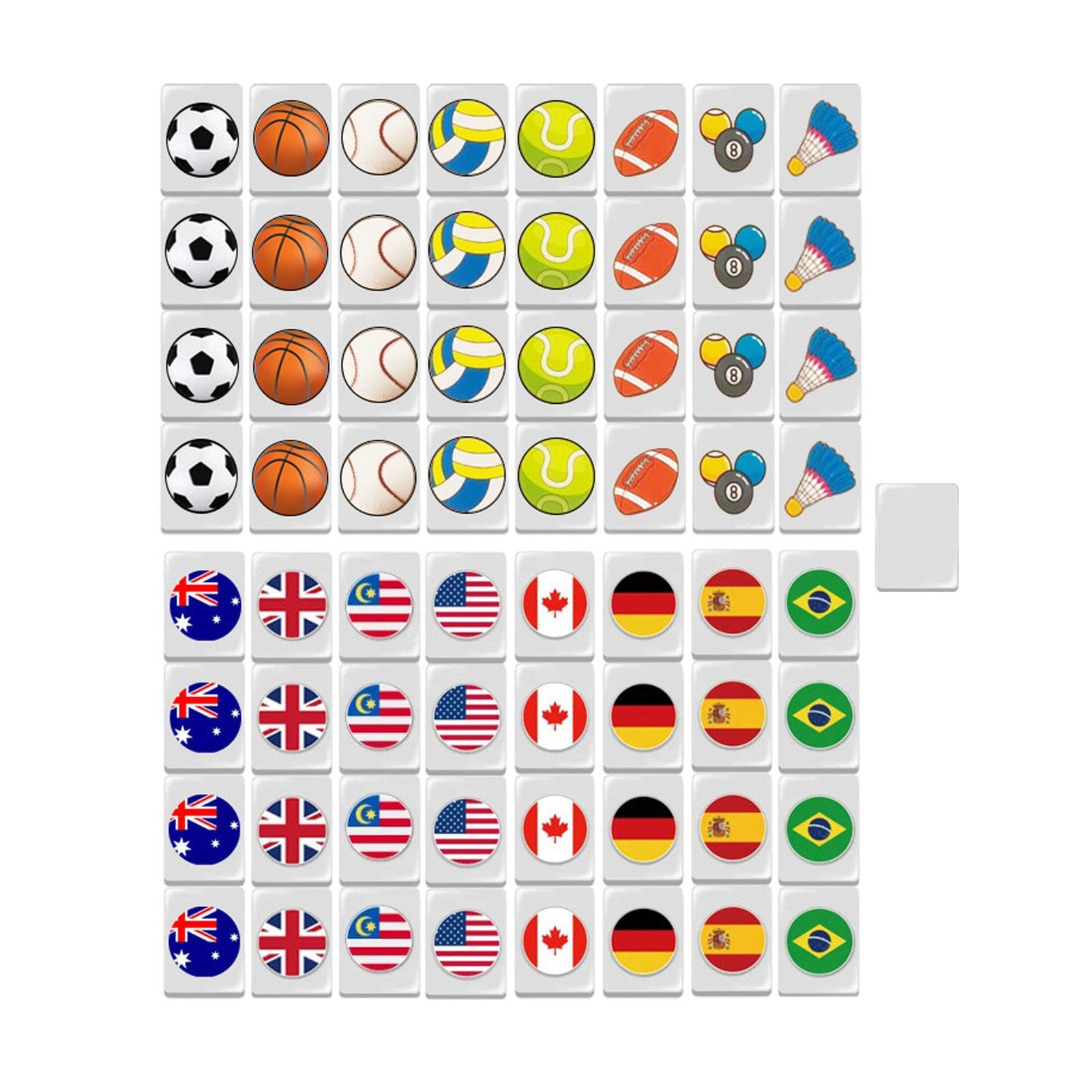 Mahjong Spiele Set,Mahjong Set - Mahjong Blockpuzzle Spiel - Mahjong mit | Nationalflagge,64 Bausteine,Tragbare Gesellschaftsspiele mit Mahjong Fliesen für divert