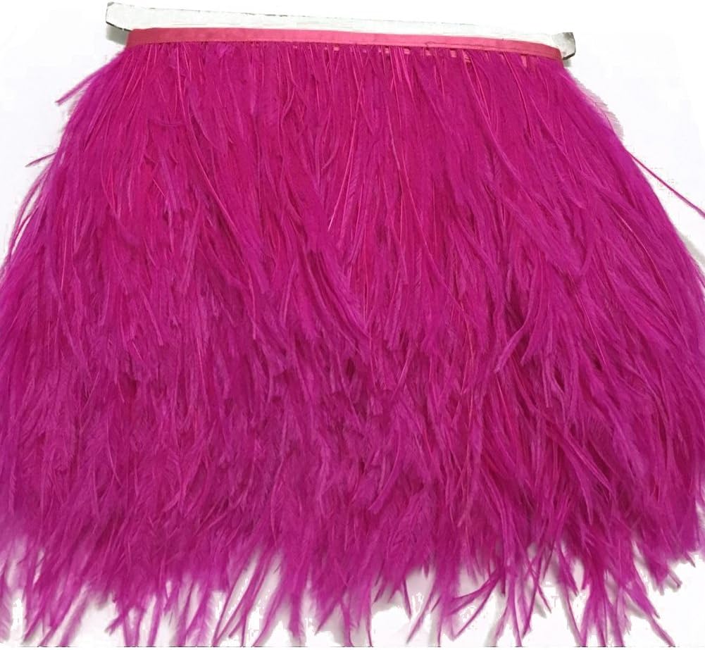 AABABUY 2 Yards Ostrich Feather Trim 4'' Strip of Ostrich Feathers (Rose)