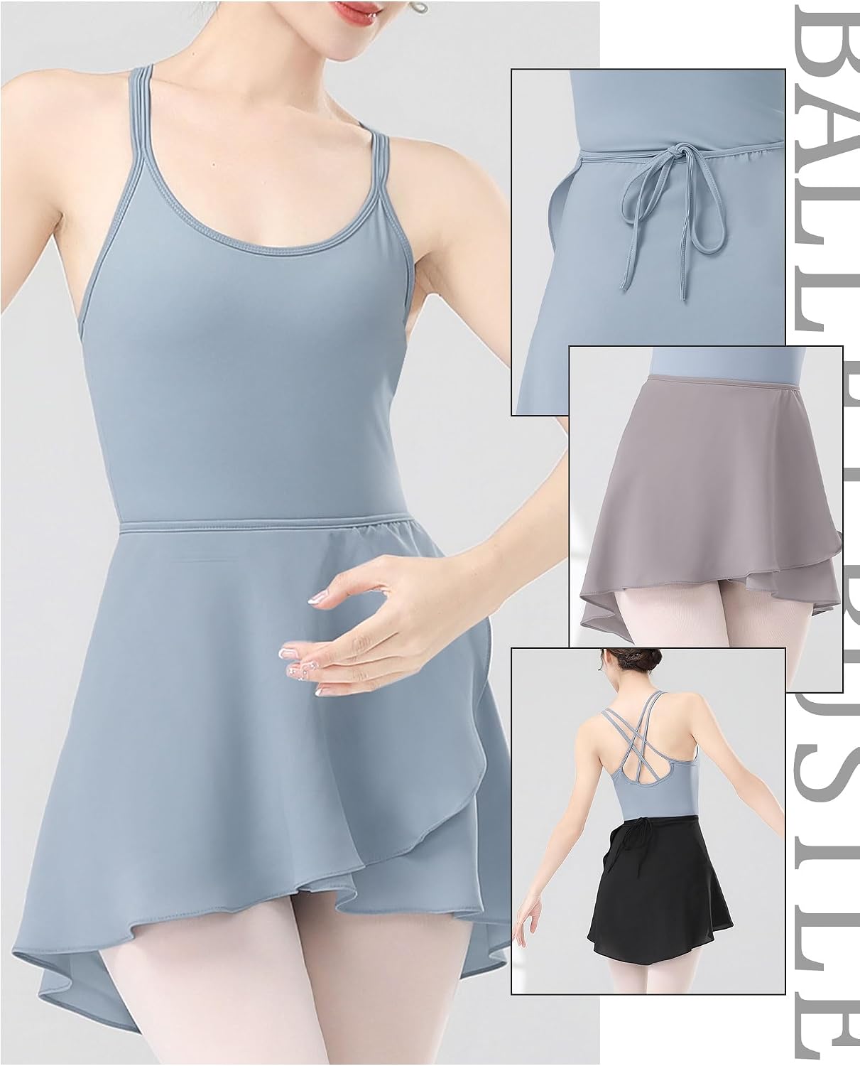 Teen Girls Women Ballet Skirts Opaque Chiffon Dance Cover up