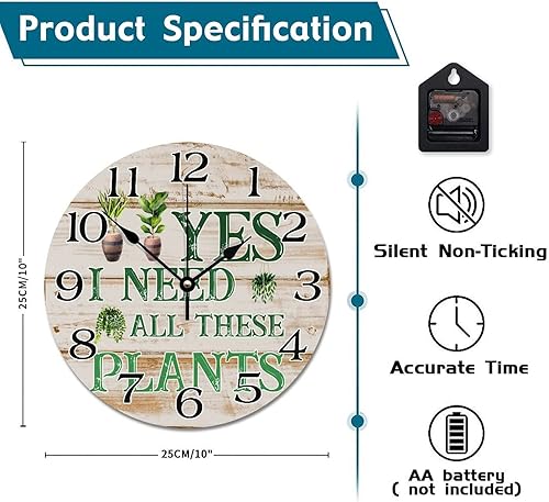 Miniatura 6 de Reloj de pared de madera de 10 pulgadas, movimiento silencioso de barrido, diseño retro elegante, ideal para cocina, sala de estar, oficina, baño,
